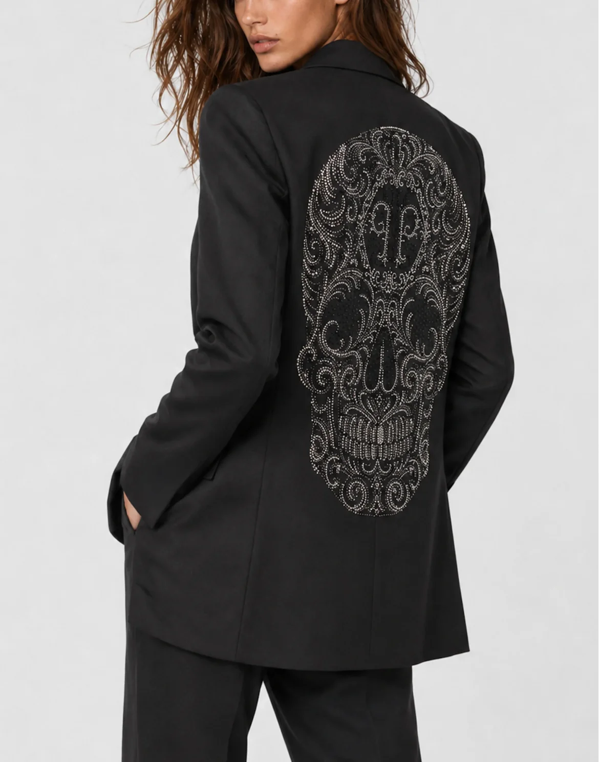 Boyfriend's Fit Blazer Baroque Skull, цвет: Черный