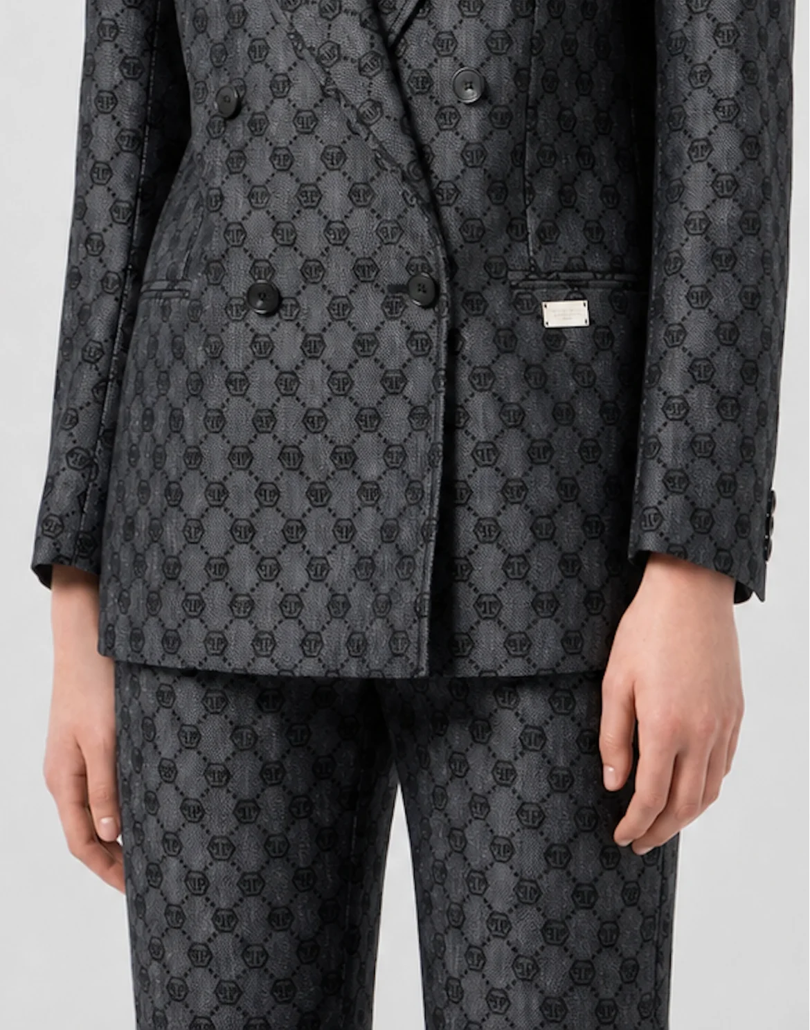 Double-Breasted Dame Fit Blazer Monogram, цвет: Черный