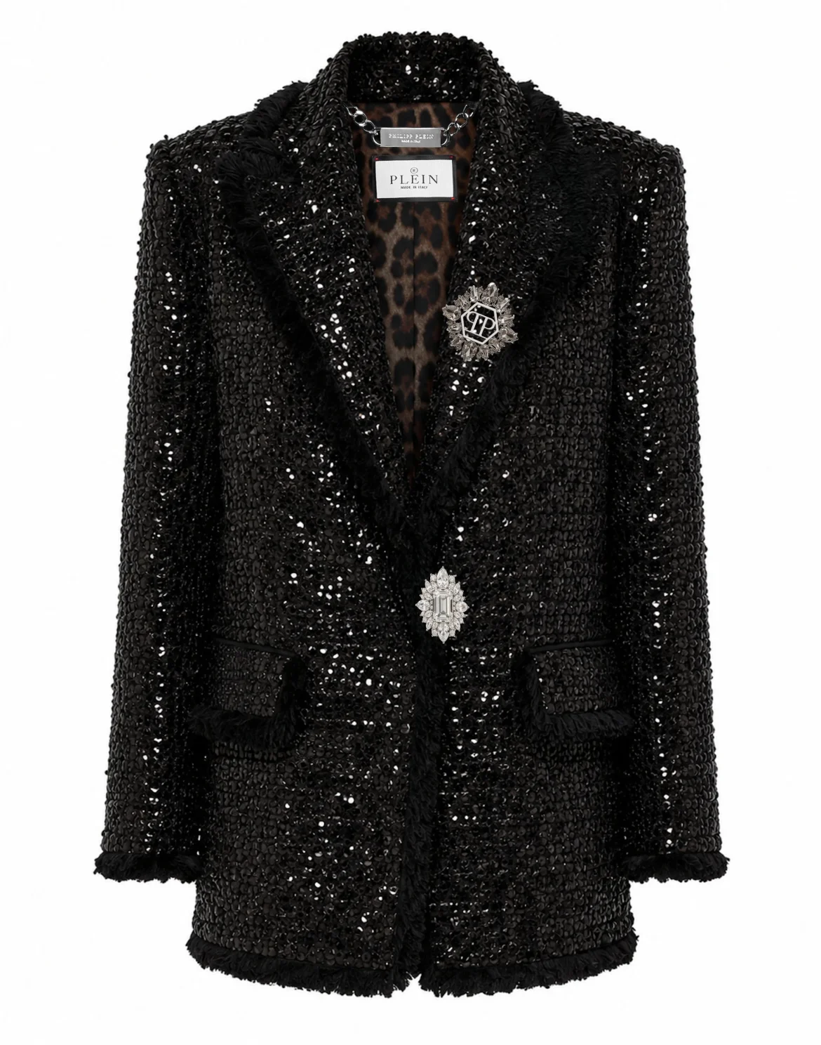Tweed Boyfriend's Fit Blazer Paillettes, цвет: Черный
