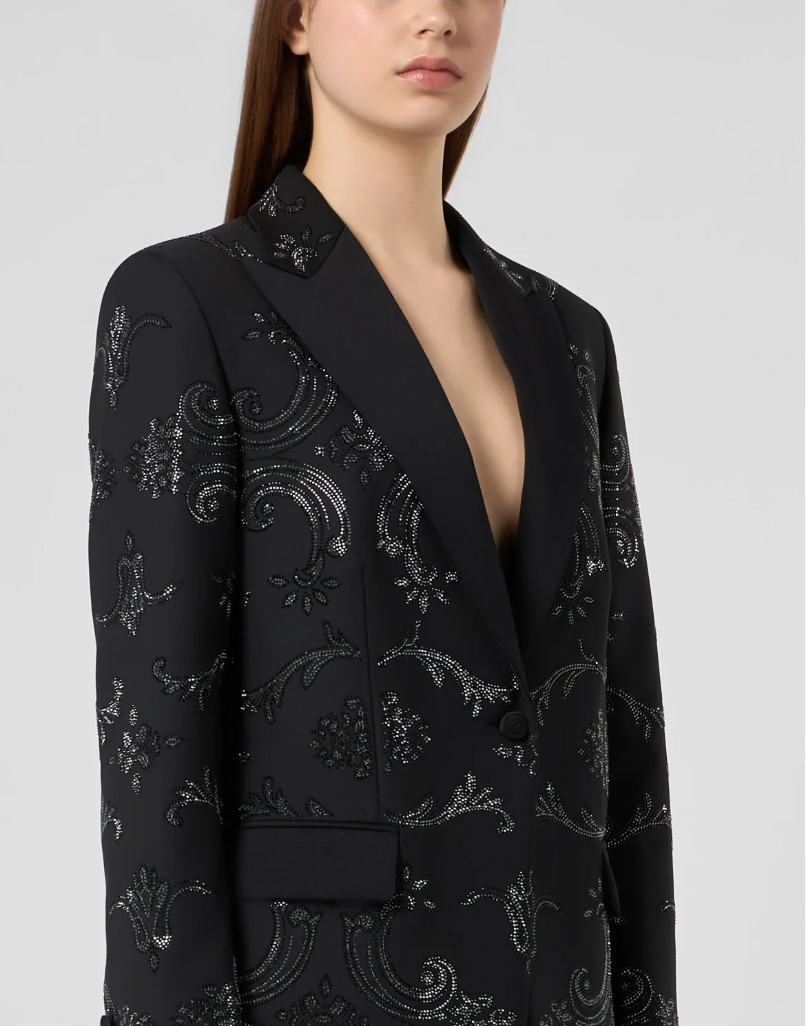 Boyfriend's Fit Blazer Baroque Strass, цвет: Черный