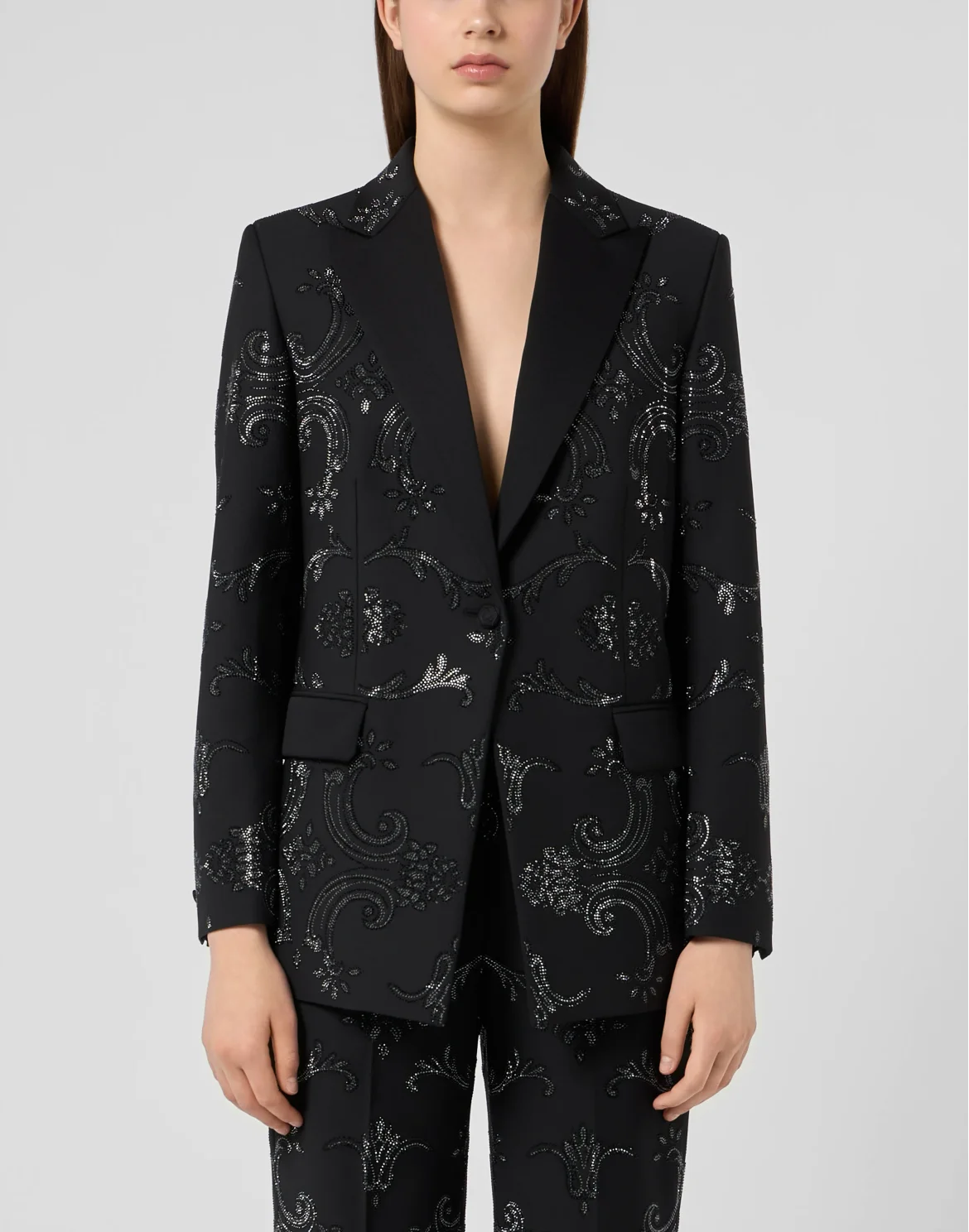 Boyfriend's Fit Blazer Baroque Strass, цвет: Черный