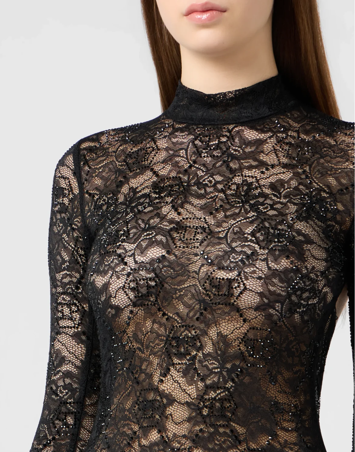 Lace Open Back Long Dress Monogram Strass Monogram Strass, цвет: Черный