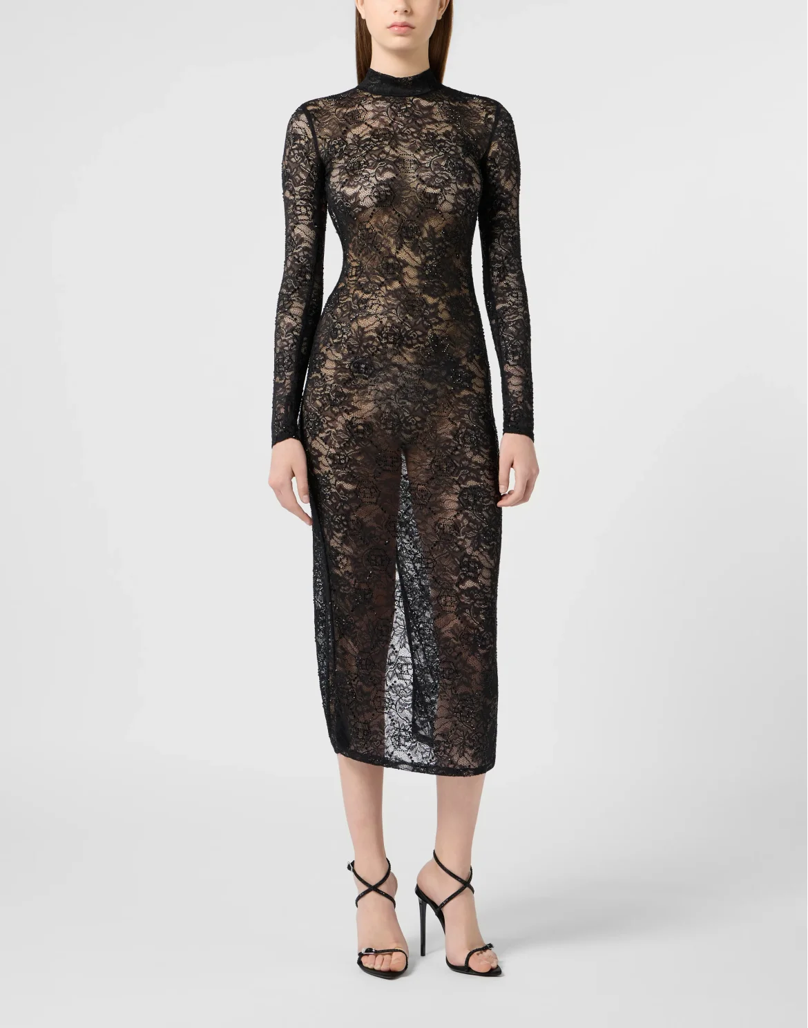 Lace Open Back Long Dress Monogram Strass Monogram Strass, цвет: Черный