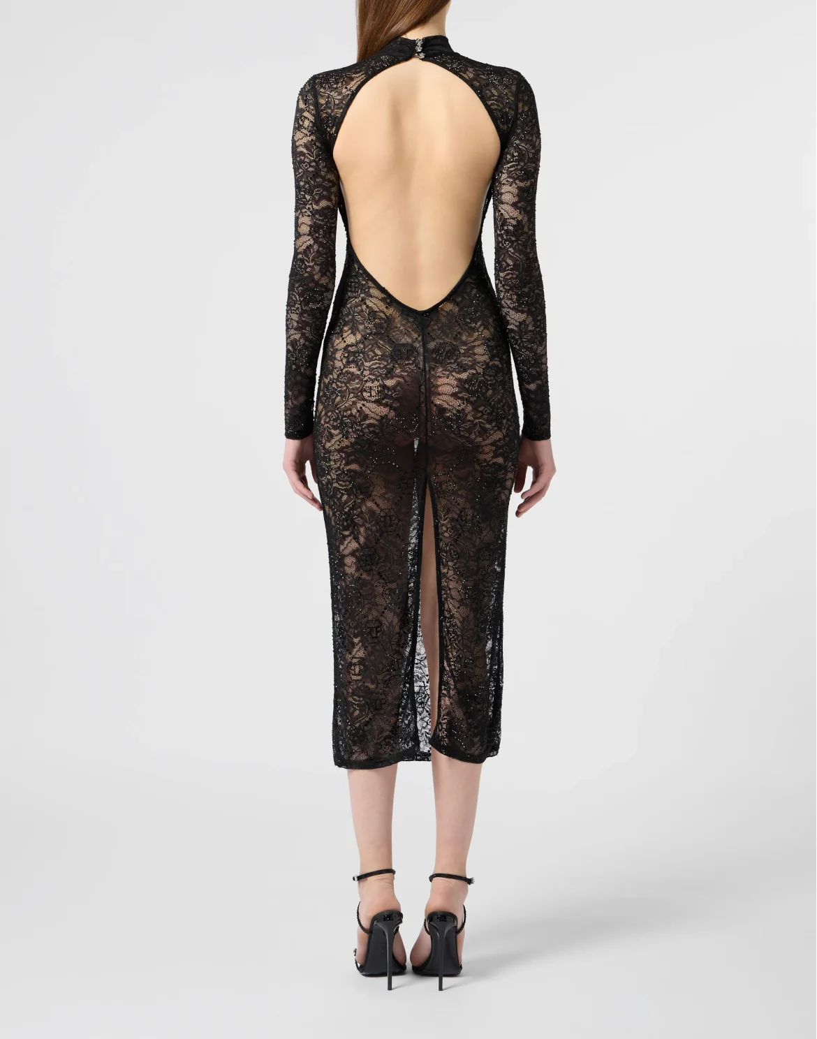 Lace Open Back Long Dress Monogram Strass Monogram Strass, цвет: Черный