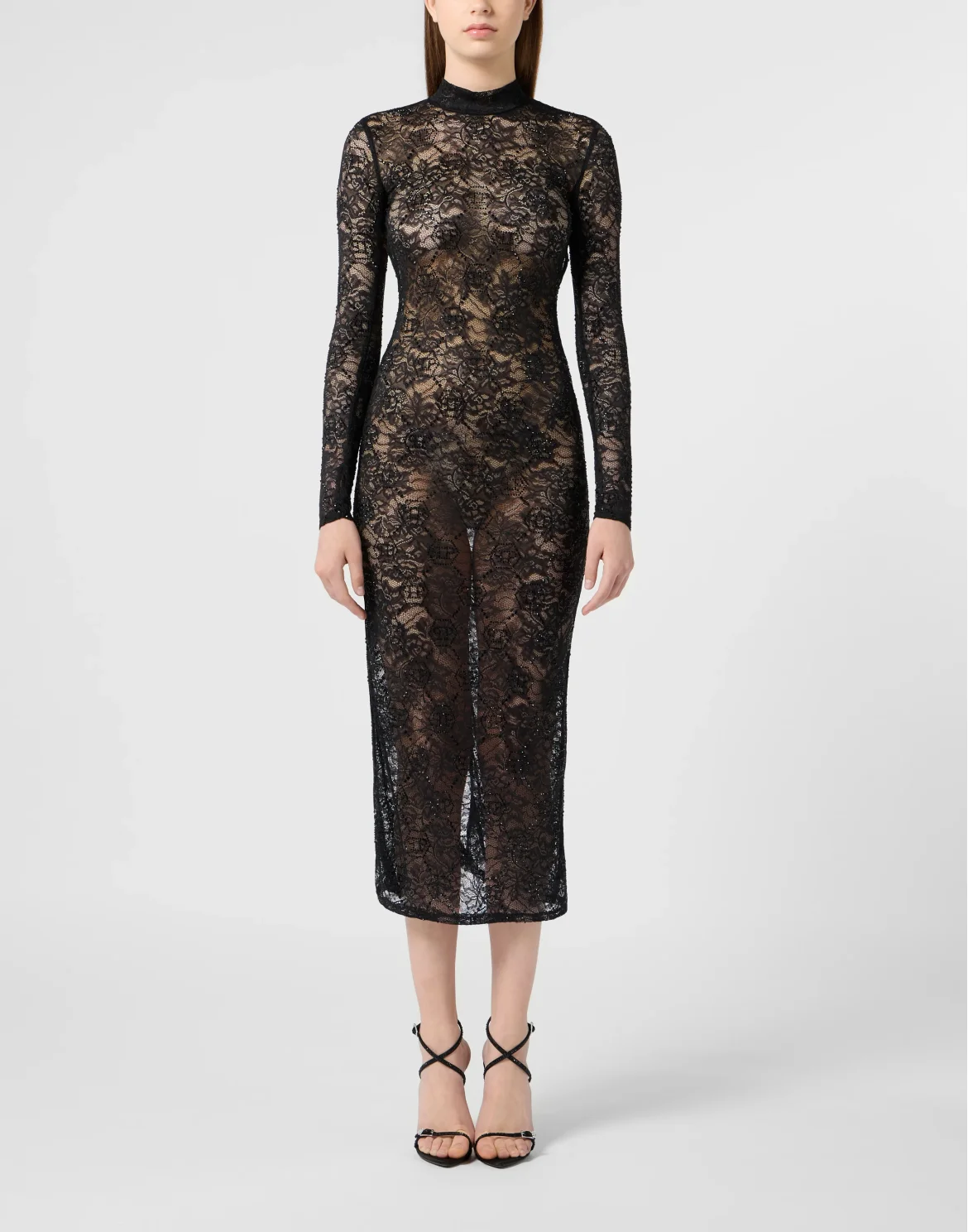Lace Open Back Long Dress Monogram Strass Monogram Strass, цвет: Черный