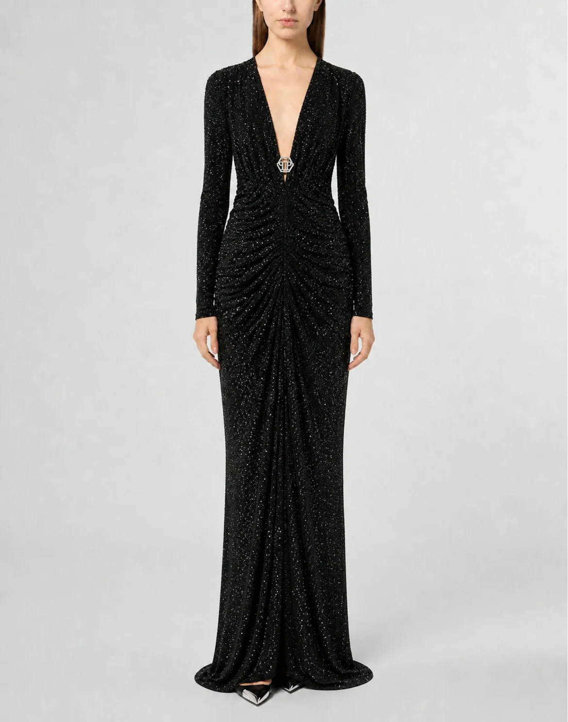 Long Dress All-Over Strass, цвет: Черный