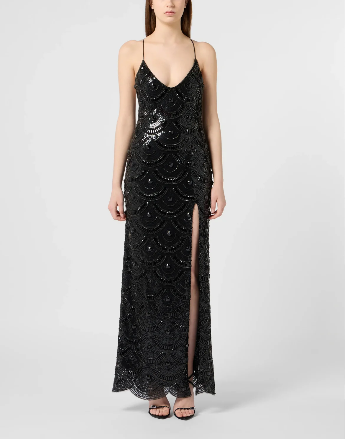Maxi Dress Shiny Waves, цвет: Черный