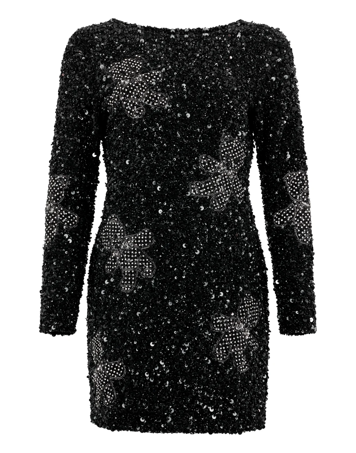 Open Back Mini Dress Polka Dot Teddy, цвет: Черный