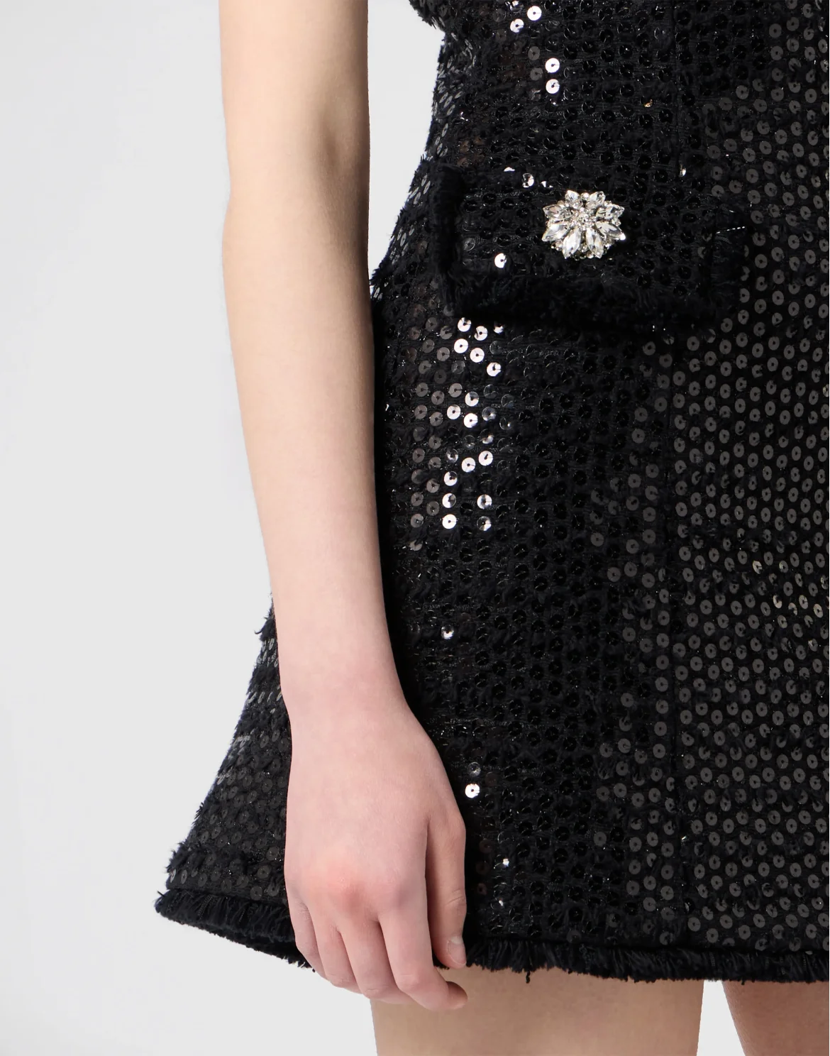 Tweed Mini Dress Paillettes, цвет: Черный