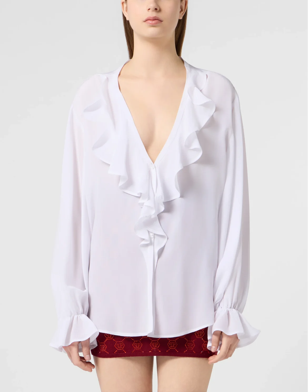 Crepe Volant Shirt, цвет: Белый