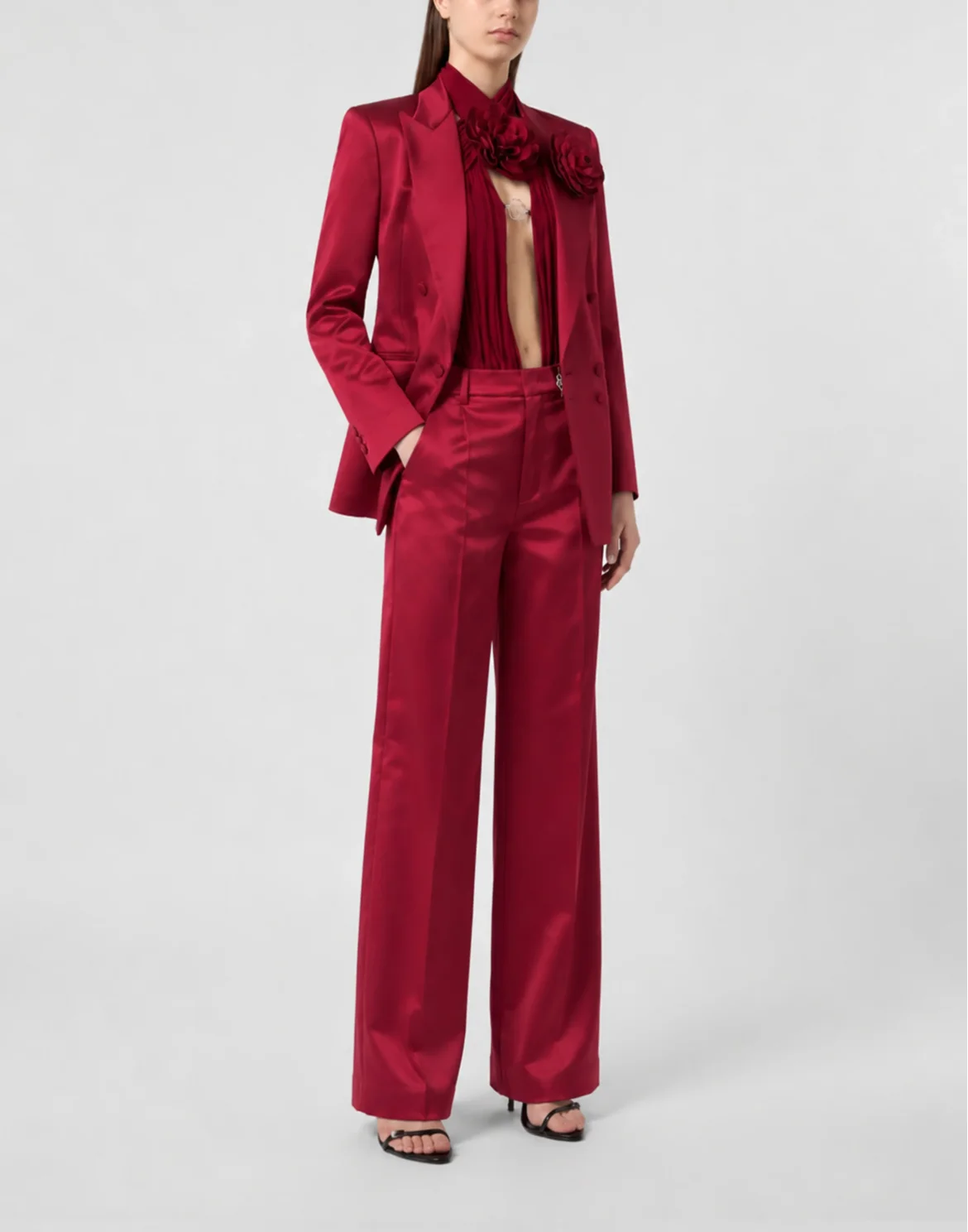 Satin Dame Fit Trousers, цвет: Красный