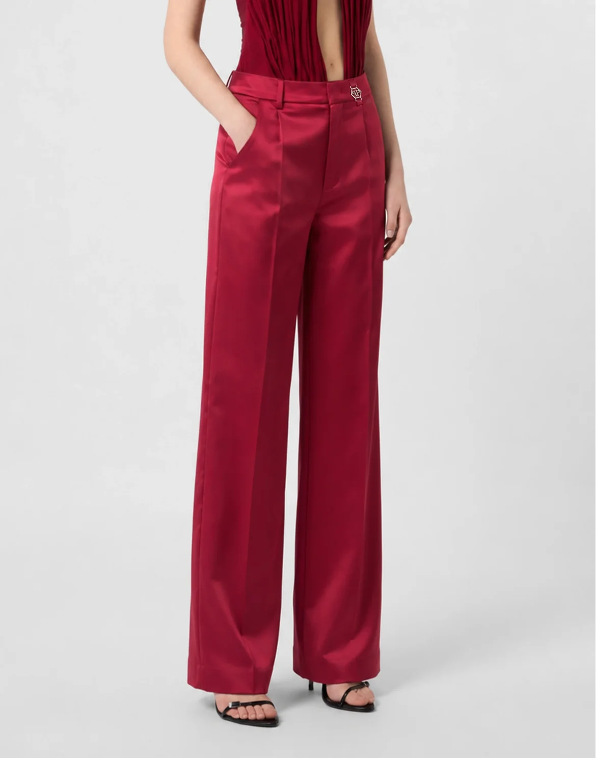 Satin Dame Fit Trousers, цвет: Красный