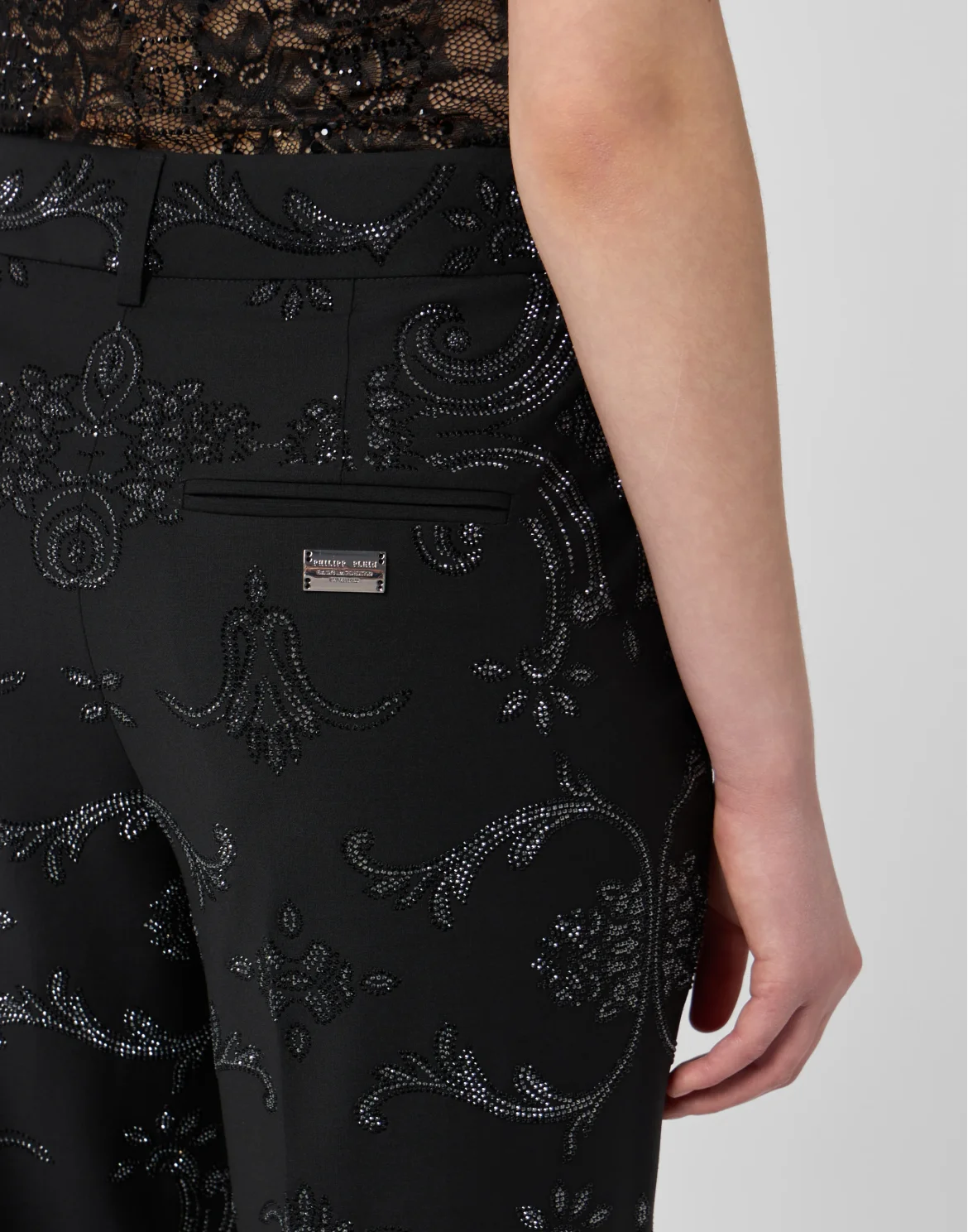 Lady Straight Trousers Baroque Strass, цвет: Черный