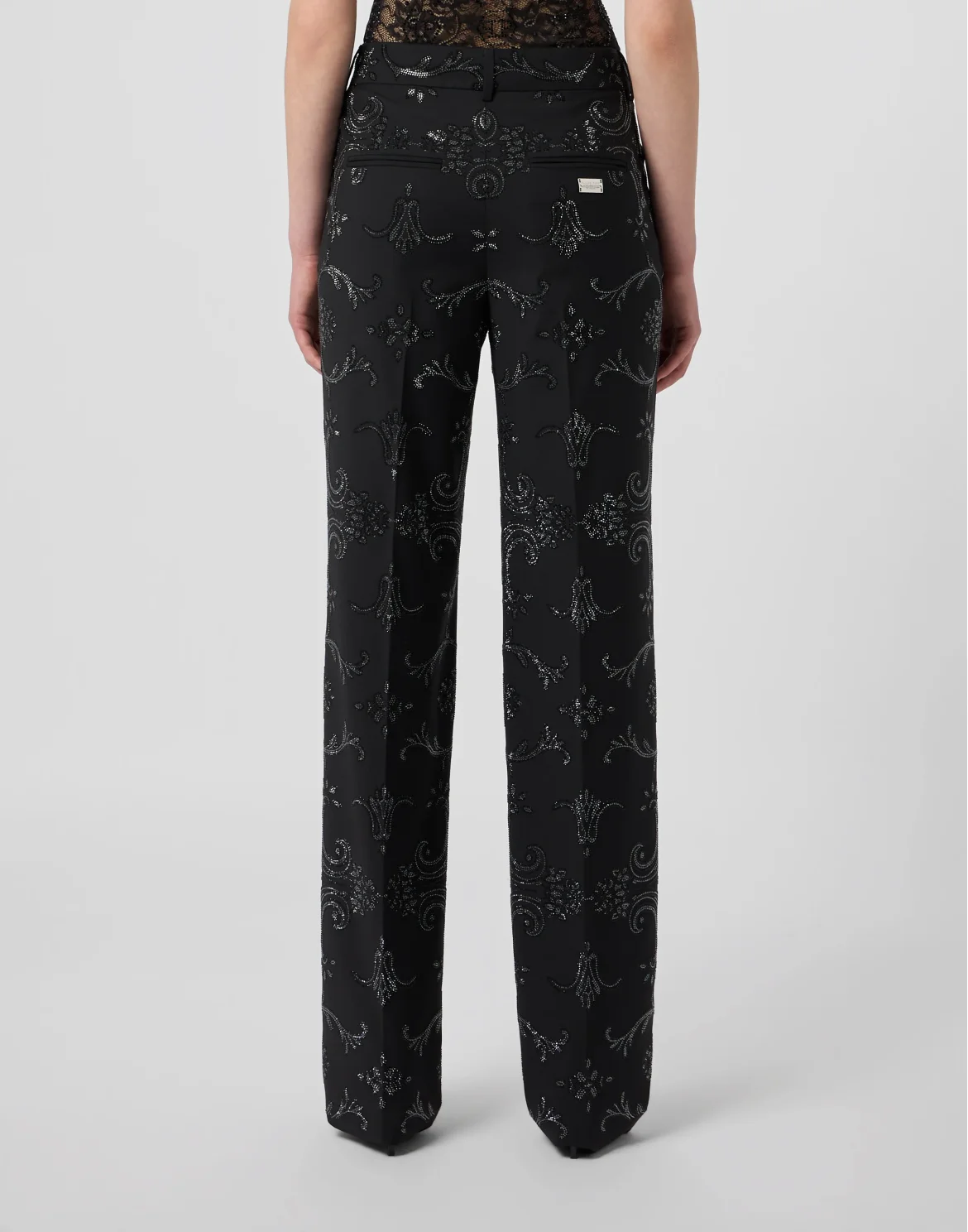 Lady Straight Trousers Baroque Strass, цвет: Черный