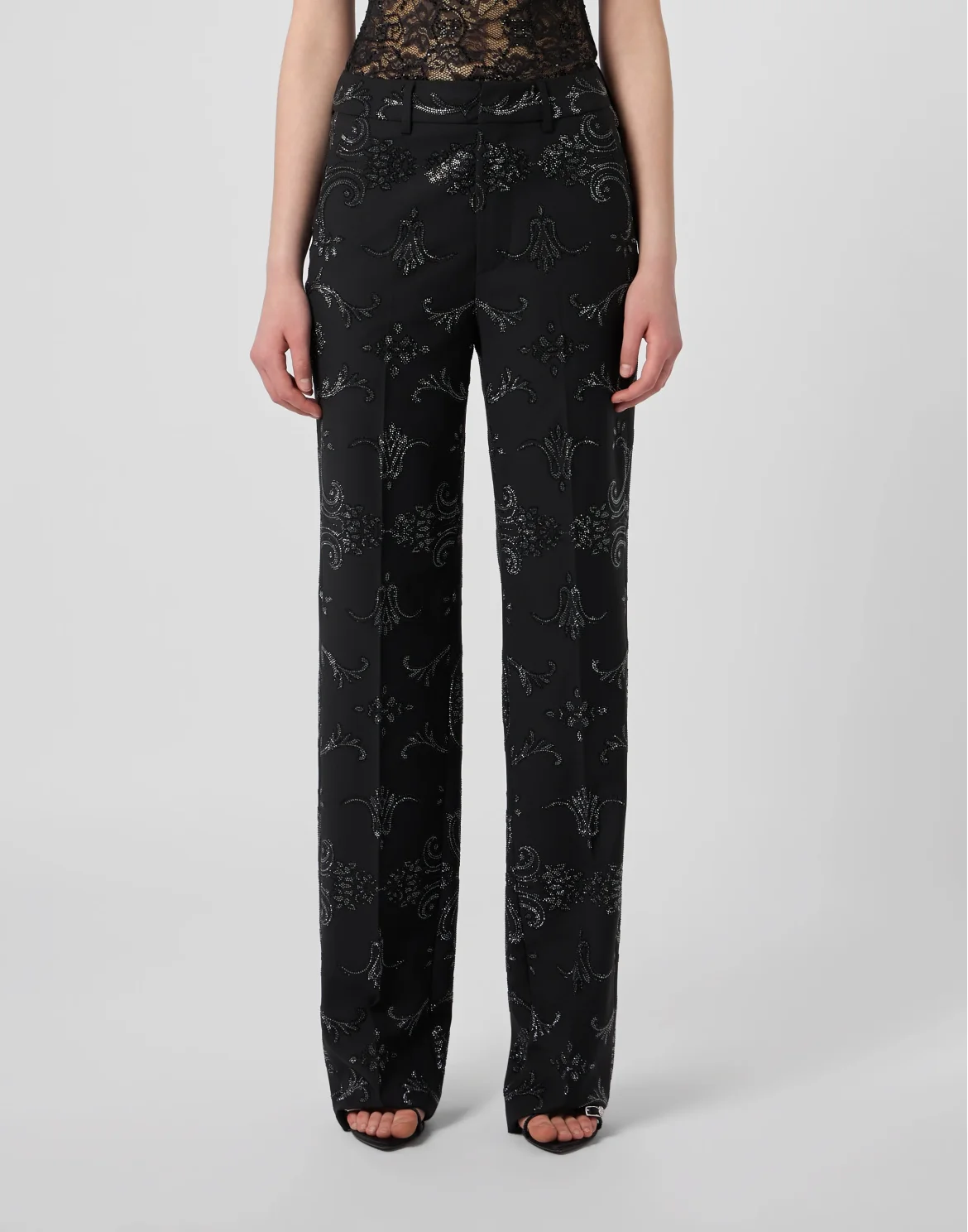 Lady Straight Trousers Baroque Strass, цвет: Черный