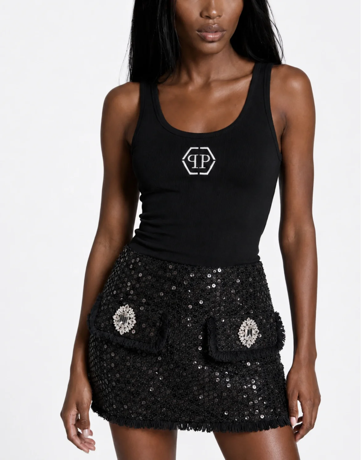 Tweed Mini Skirt Paillettes, цвет: Черный
