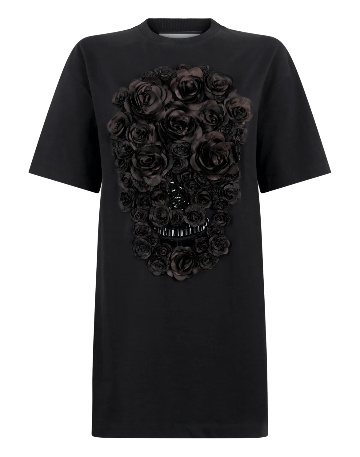 T-Shirt Mini Dress Flower Skull, цвет: Черный