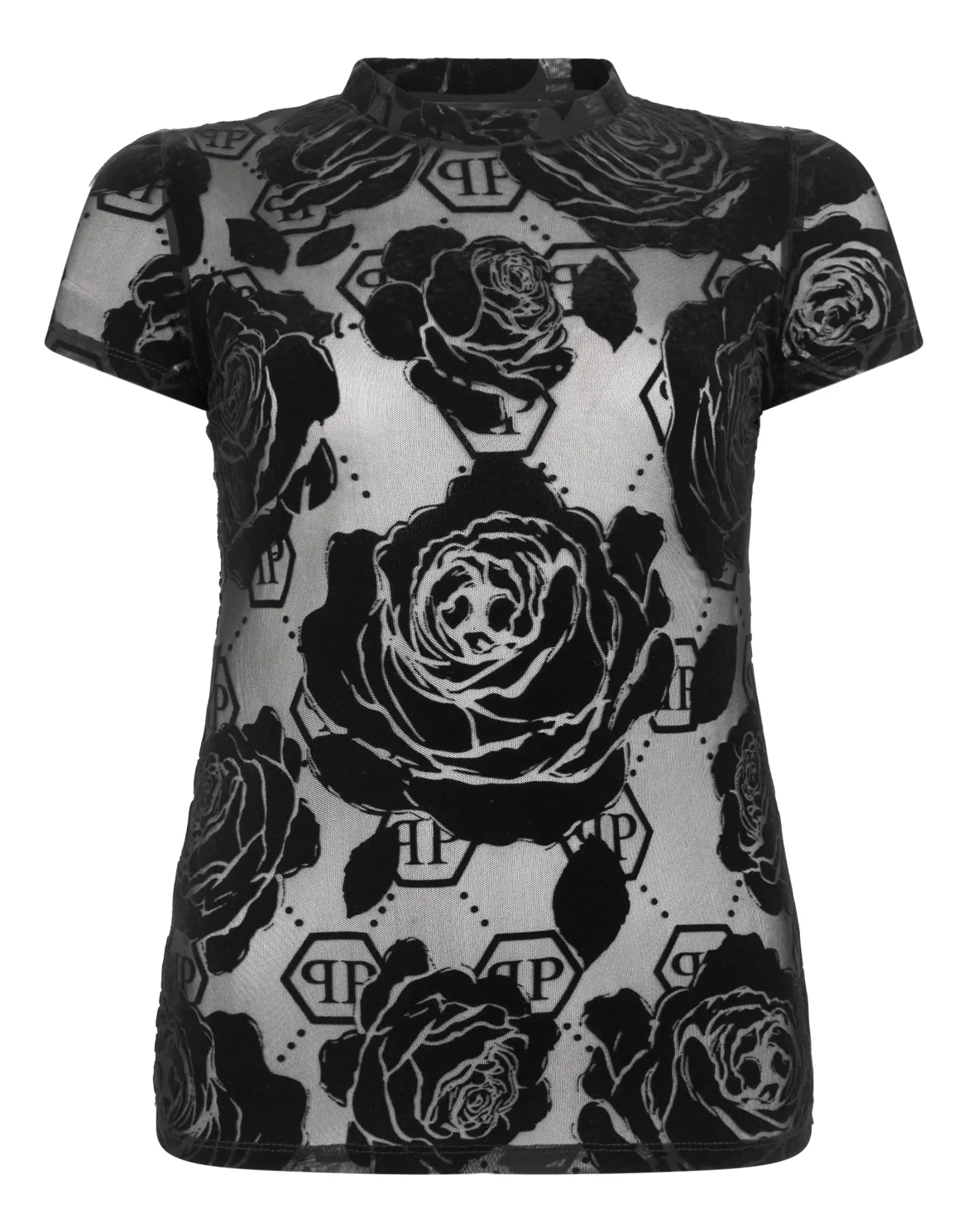 Sexy Pure Fit T-Shirt Flock Flower Monogram, цвет: Черный