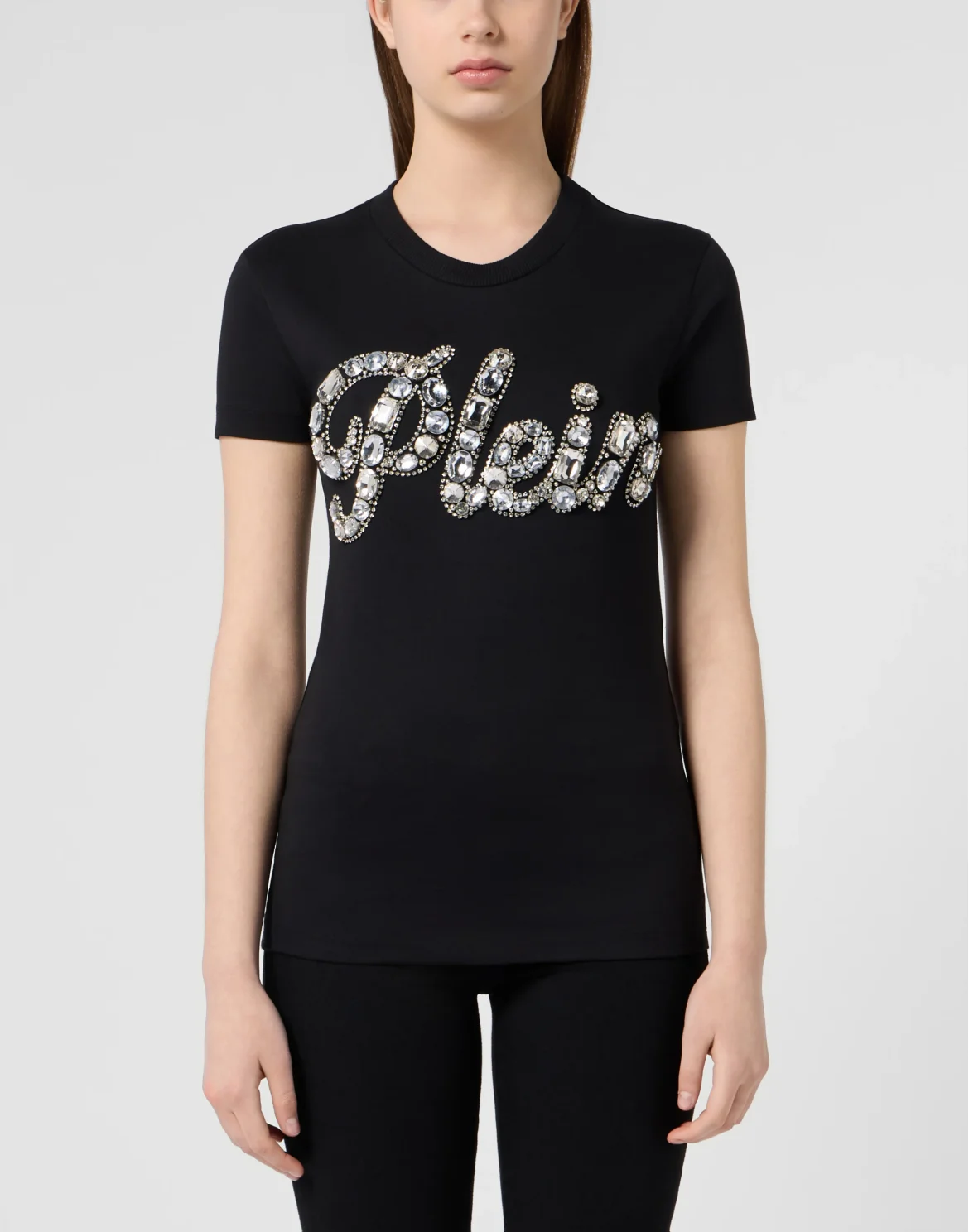 Sexy Pure Fit T-Shirt Crystal Plein, цвет: Черный