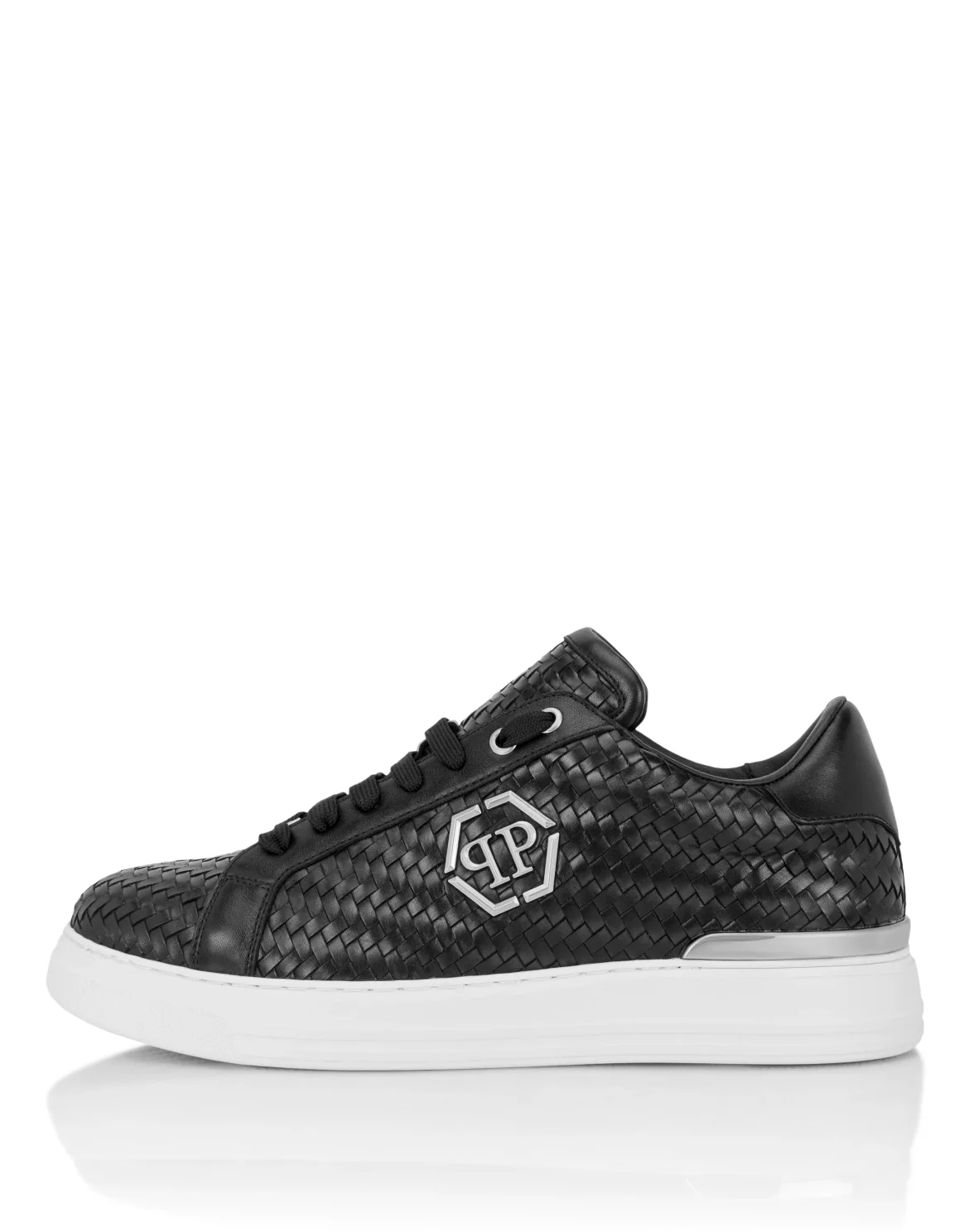 Weaved Leather Sneakers Hexagon, цвет: Черный