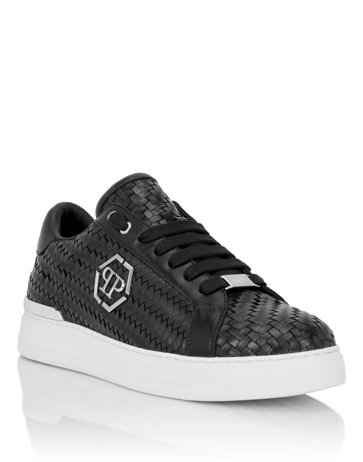Weaved Leather Sneakers Hexagon, цвет: Черный
