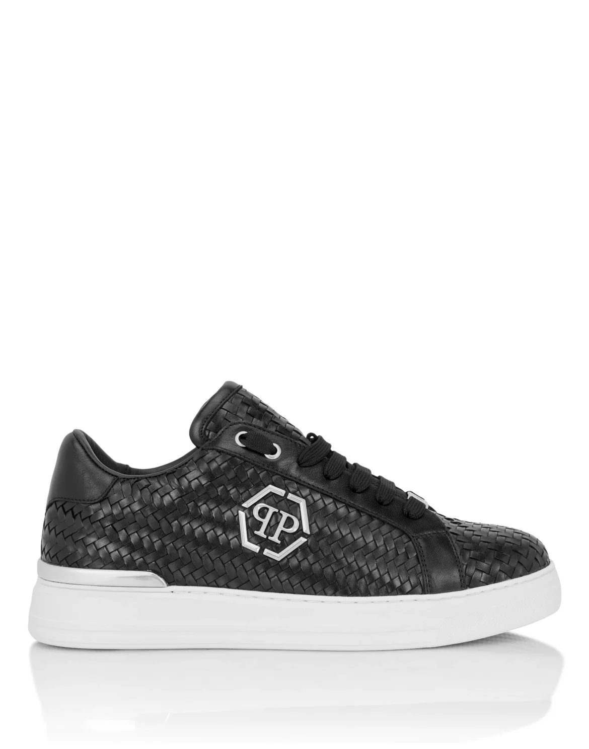 Weaved Leather Sneakers Hexagon, цвет: Черный
