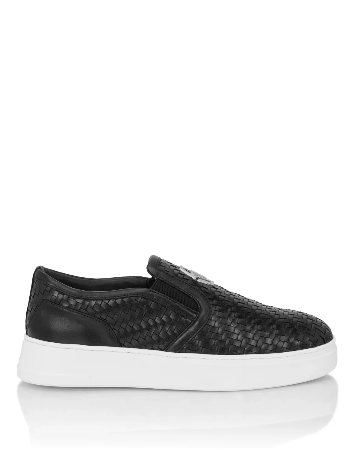 Weaved Leather Slip-On Shoes Hexagon, цвет: Черный