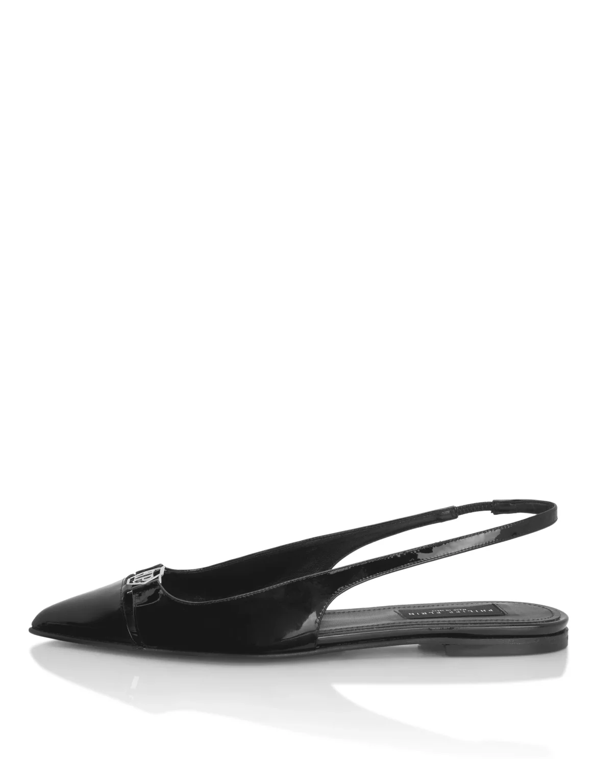 Patent Leather Flat Slingbacks, цвет: Черный
