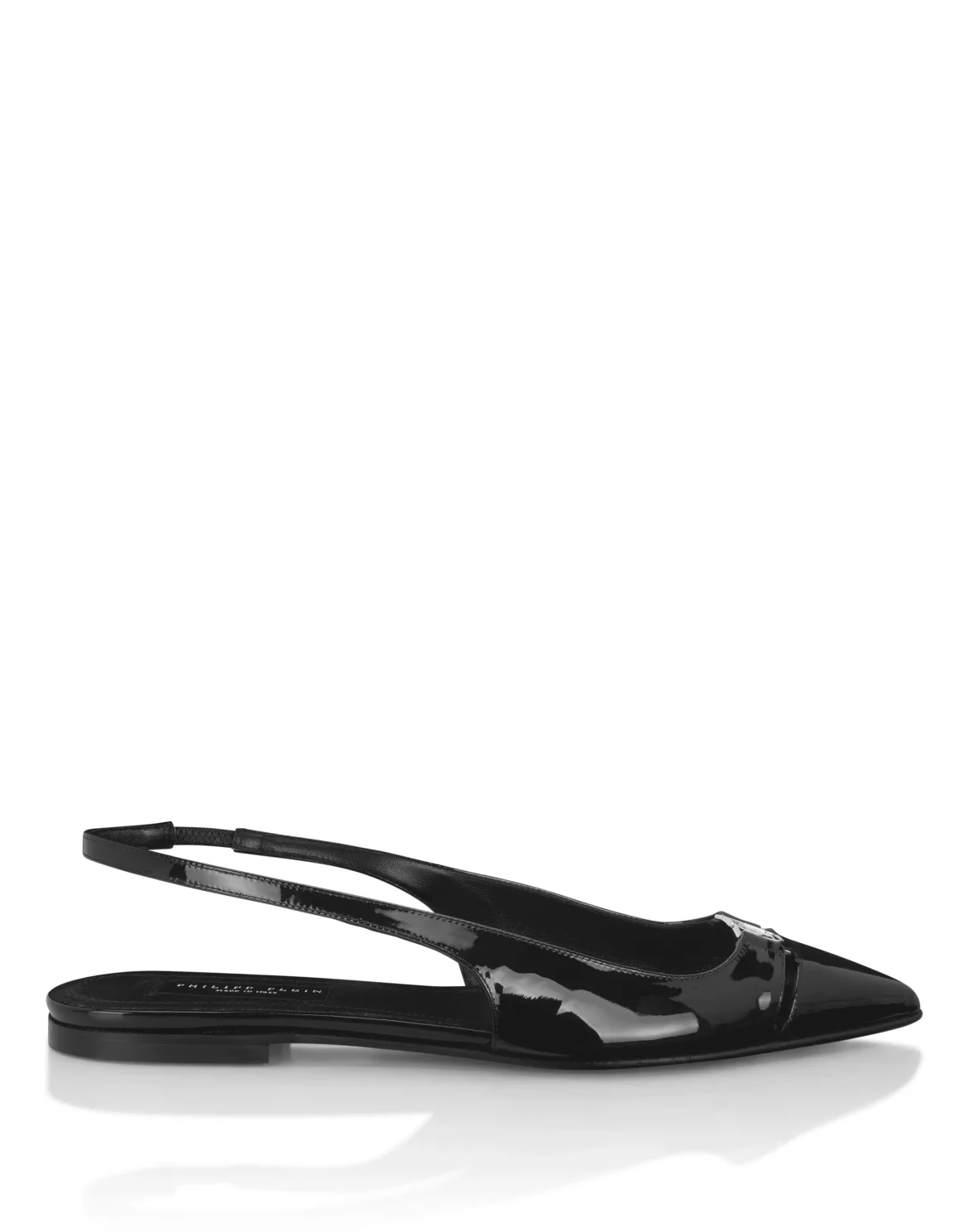 Patent Leather Flat Slingbacks, цвет: Черный