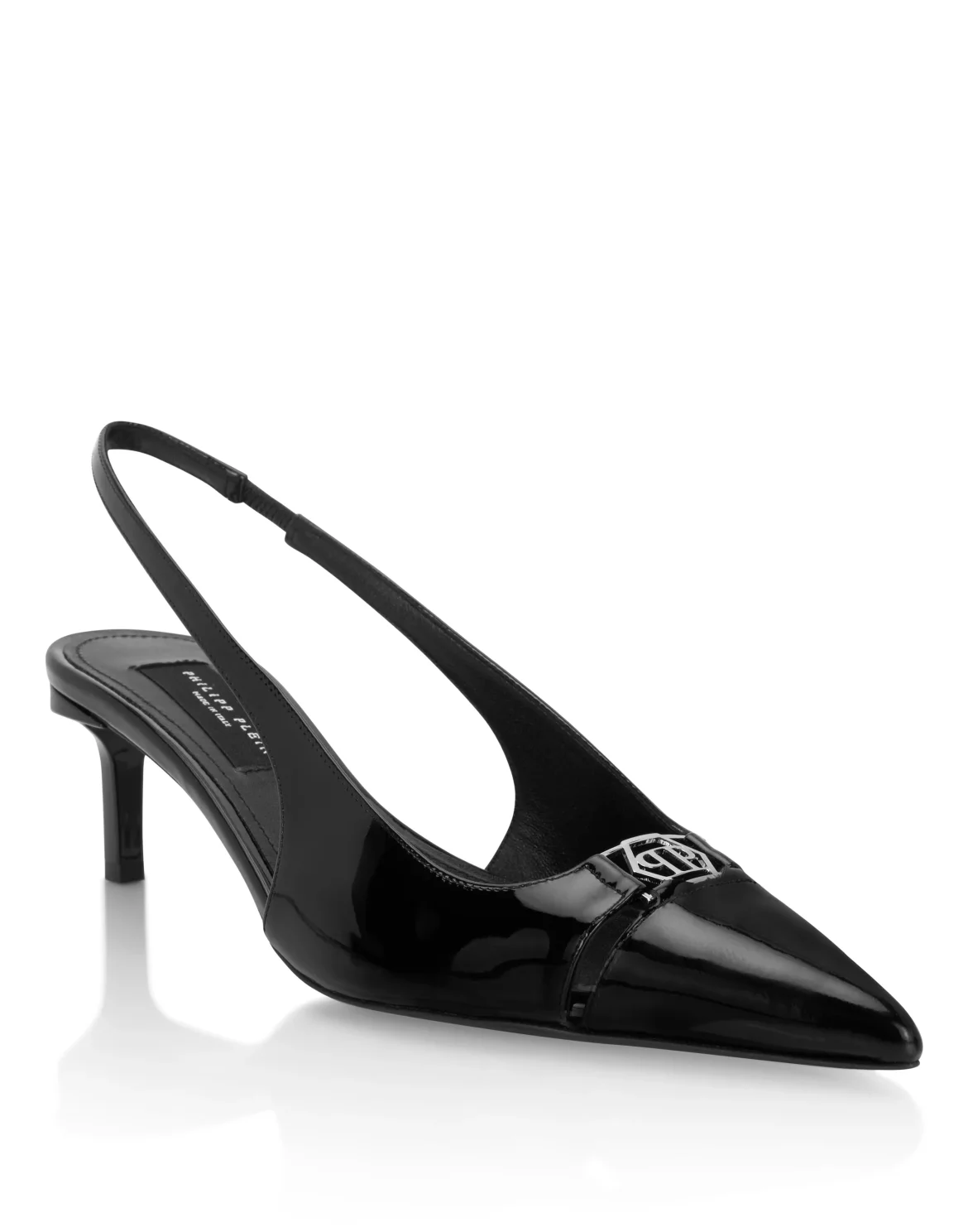 Patent Leather Slingback Mid-Heels 6, цвет: Черный