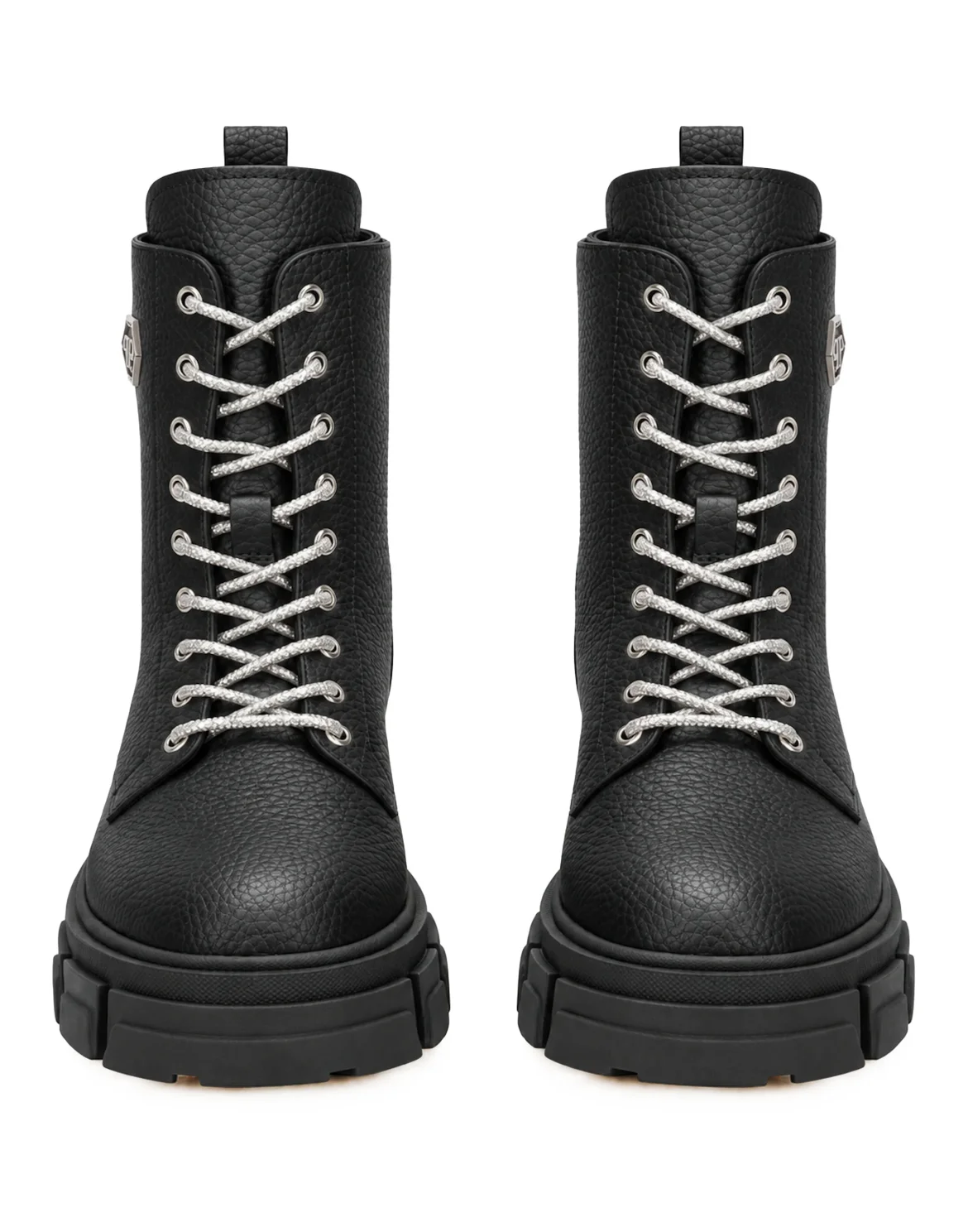 Leather Boots Deer Print Laces Strass, цвет: Черный