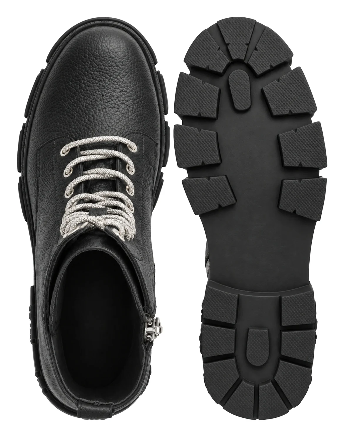 Leather Boots Deer Print Laces Strass, цвет: Черный