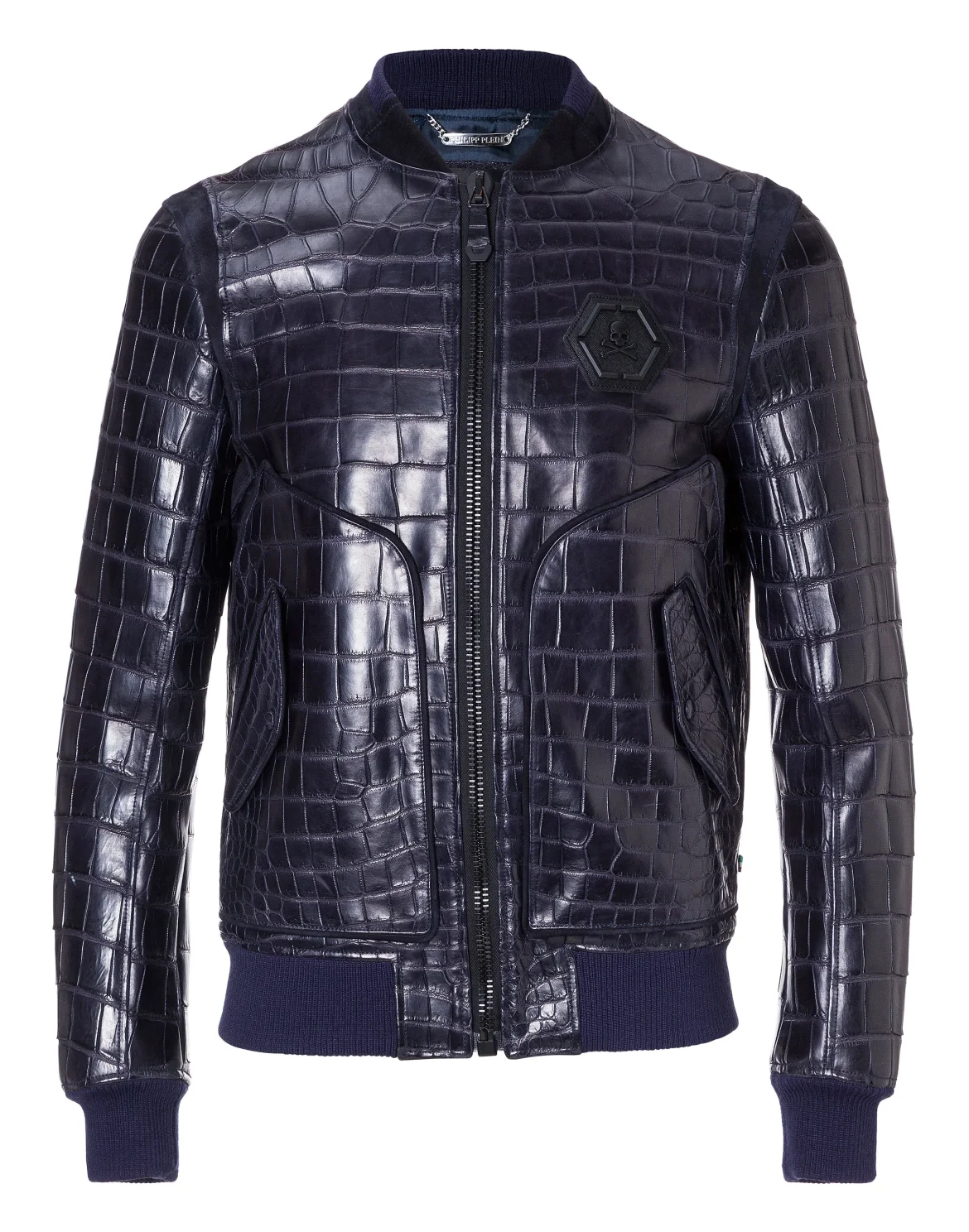 Leather Bomber "Tiger face", цвет: Синий