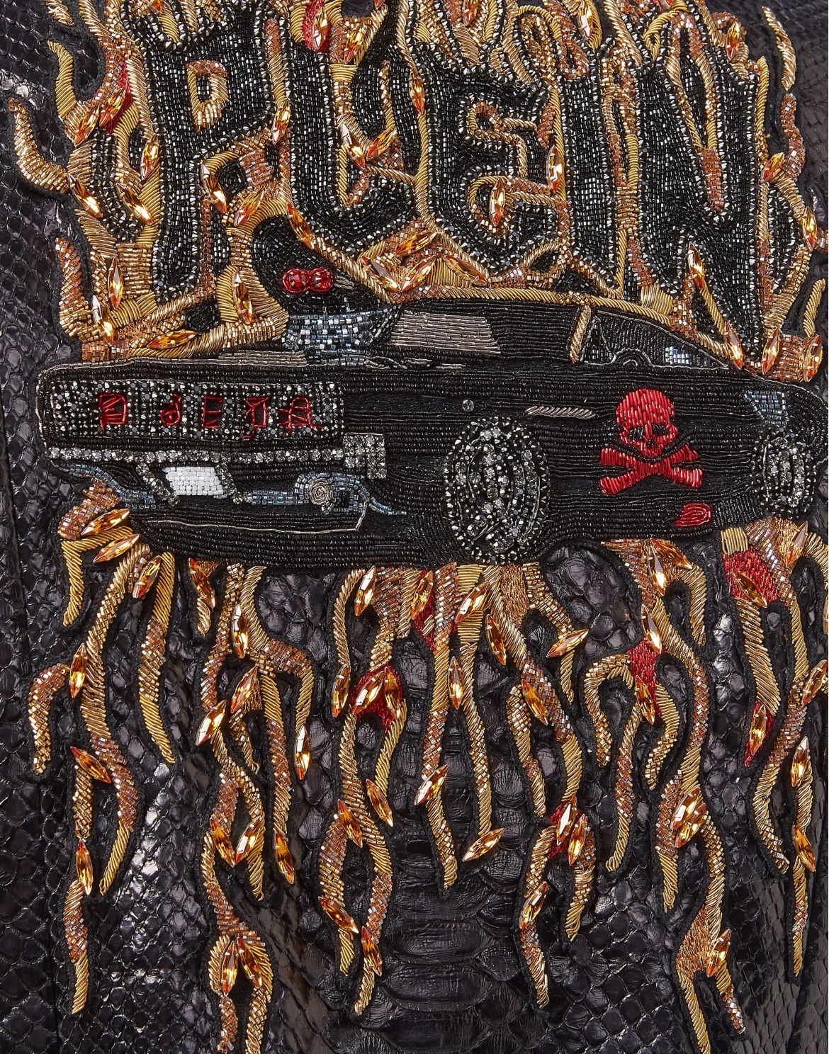 Leather Moto Jacket "Python car", цвет: Коричневый