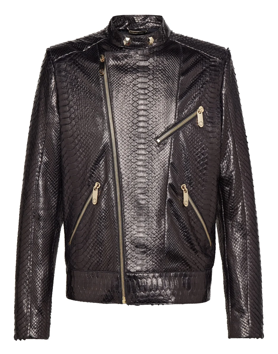 Leather Moto Jacket "Python car", цвет: Коричневый