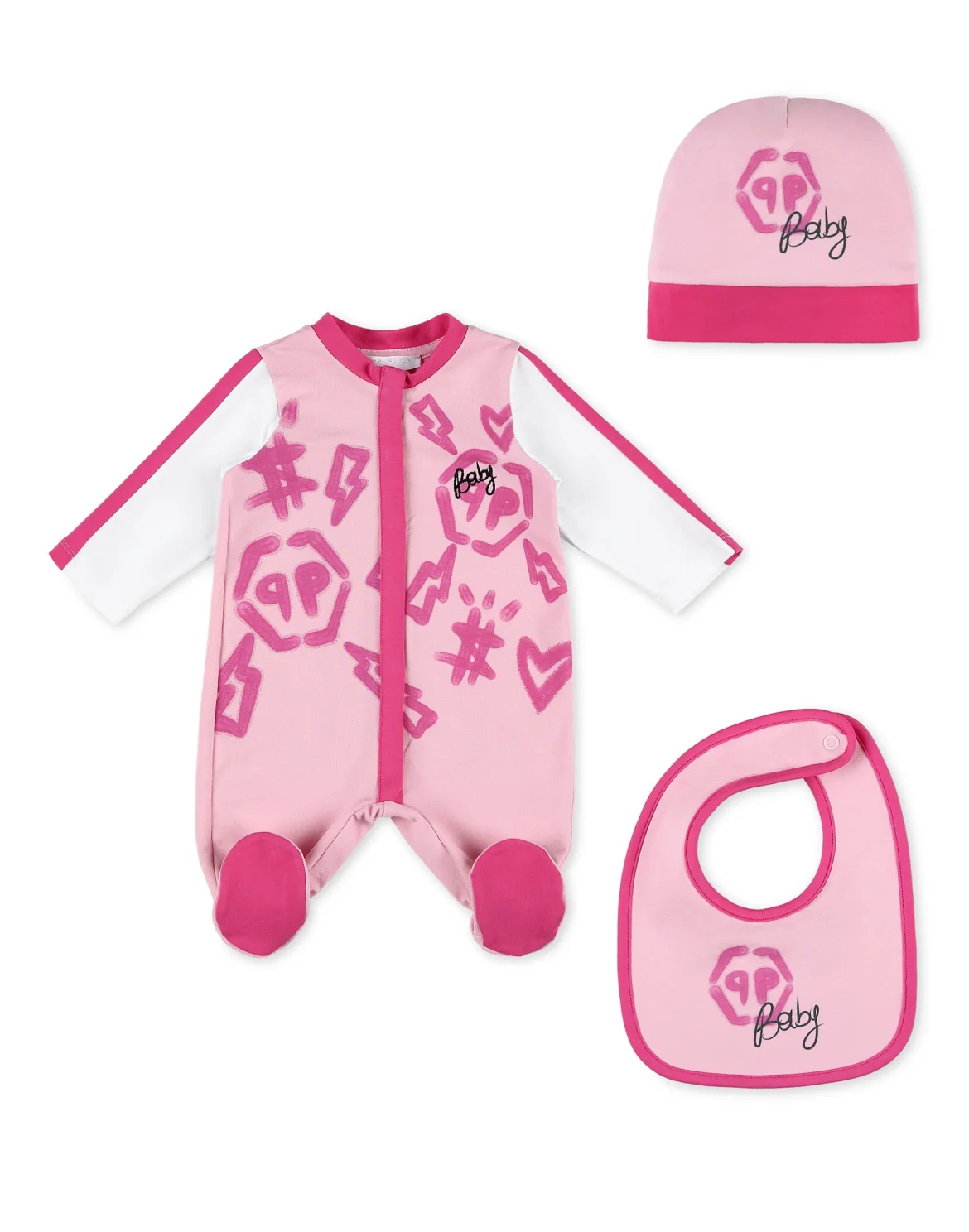 Body/Bonnet/Bib Monogram, цвет: Розовый