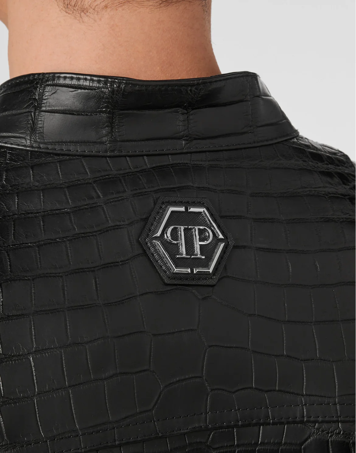 Leather Crocodile Jacket  Luxury, цвет: Черный
