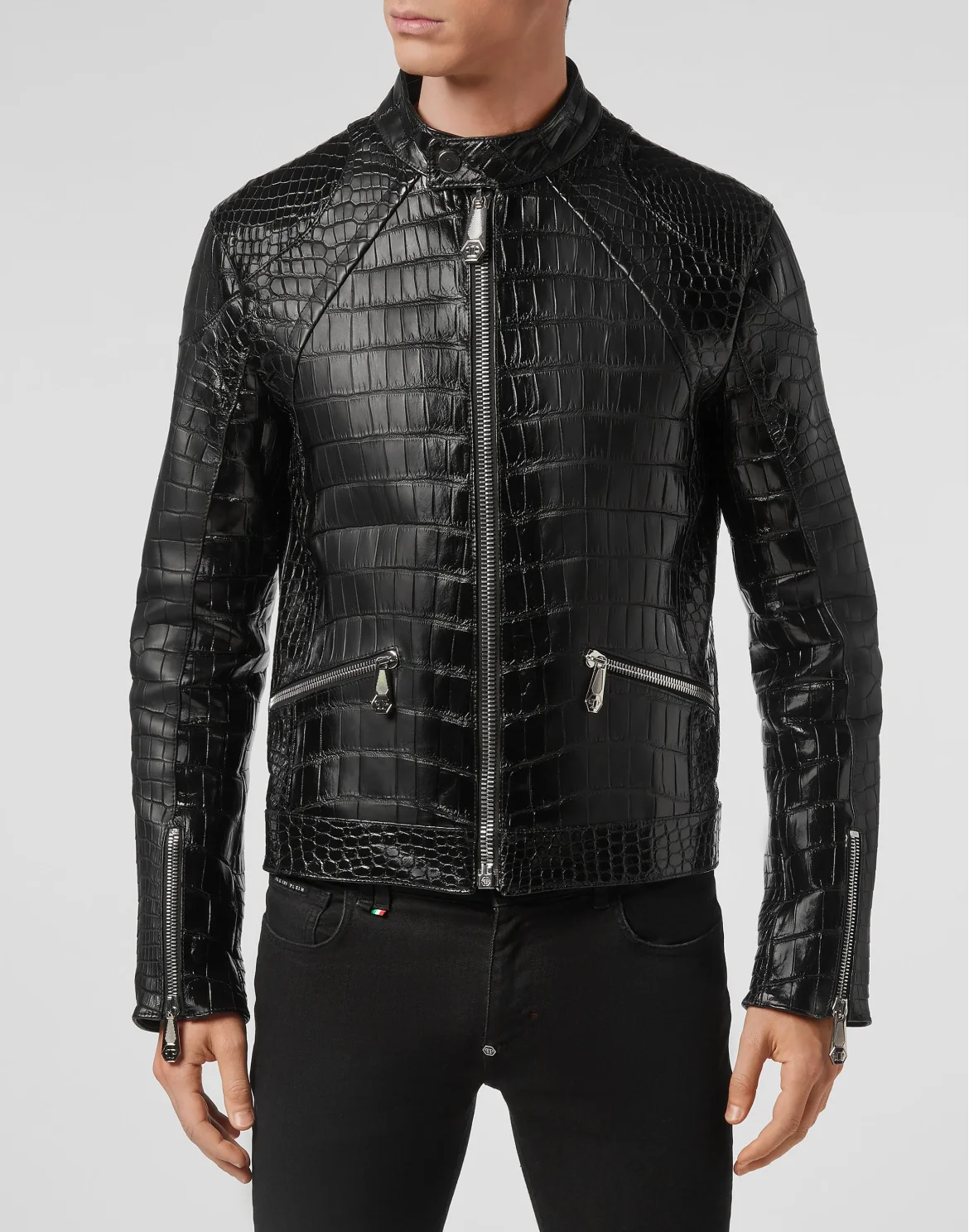 Leather Crocodile Jacket  Luxury, цвет: Черный