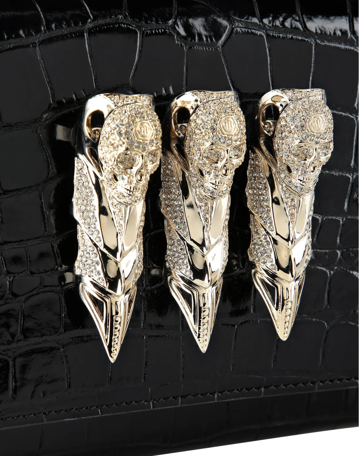 Small Croco Embossed Clutch Eagle, цвет: Черный