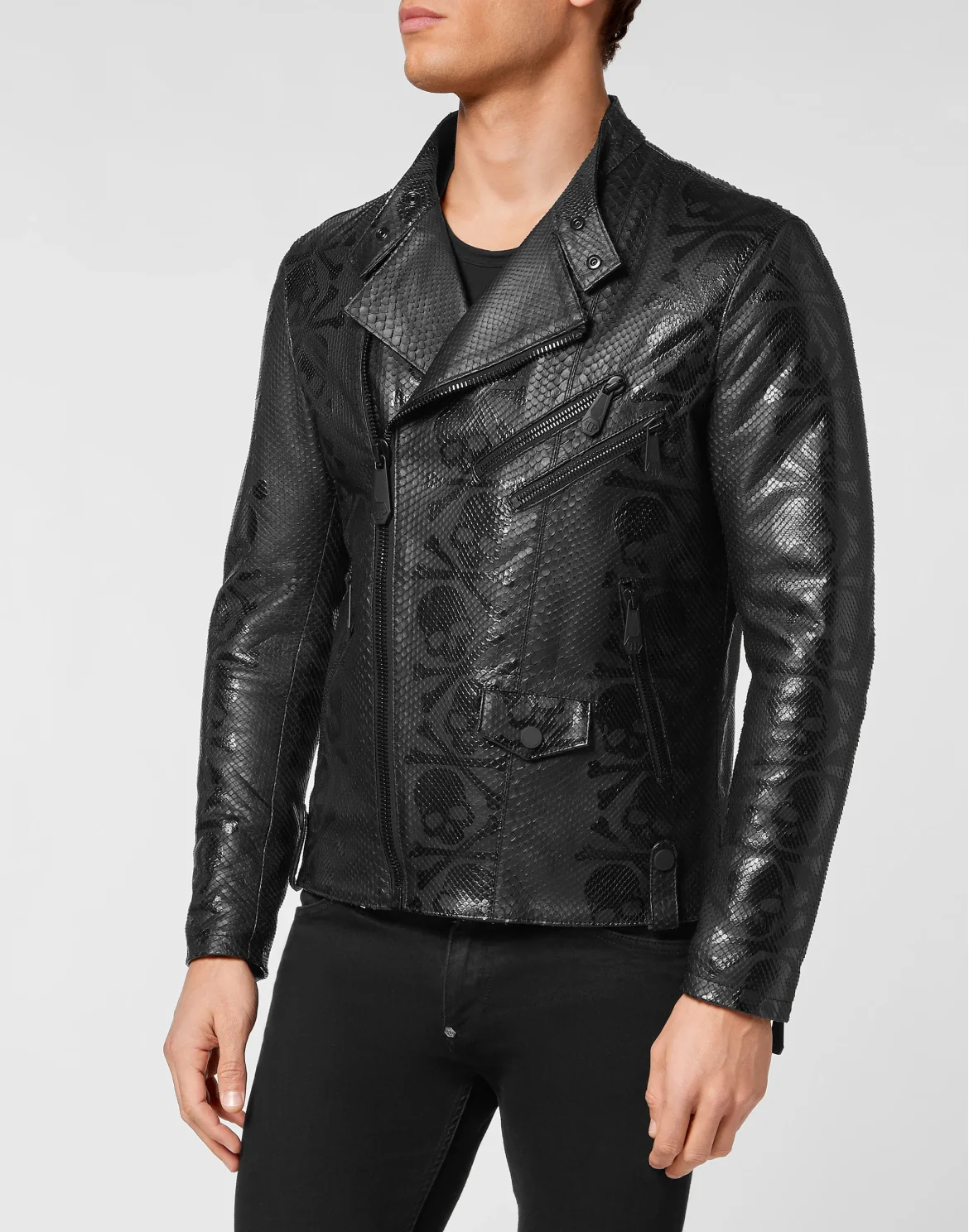PYTHON SKULL  PRINTED PERFECTO  JACKET, цвет: Черный