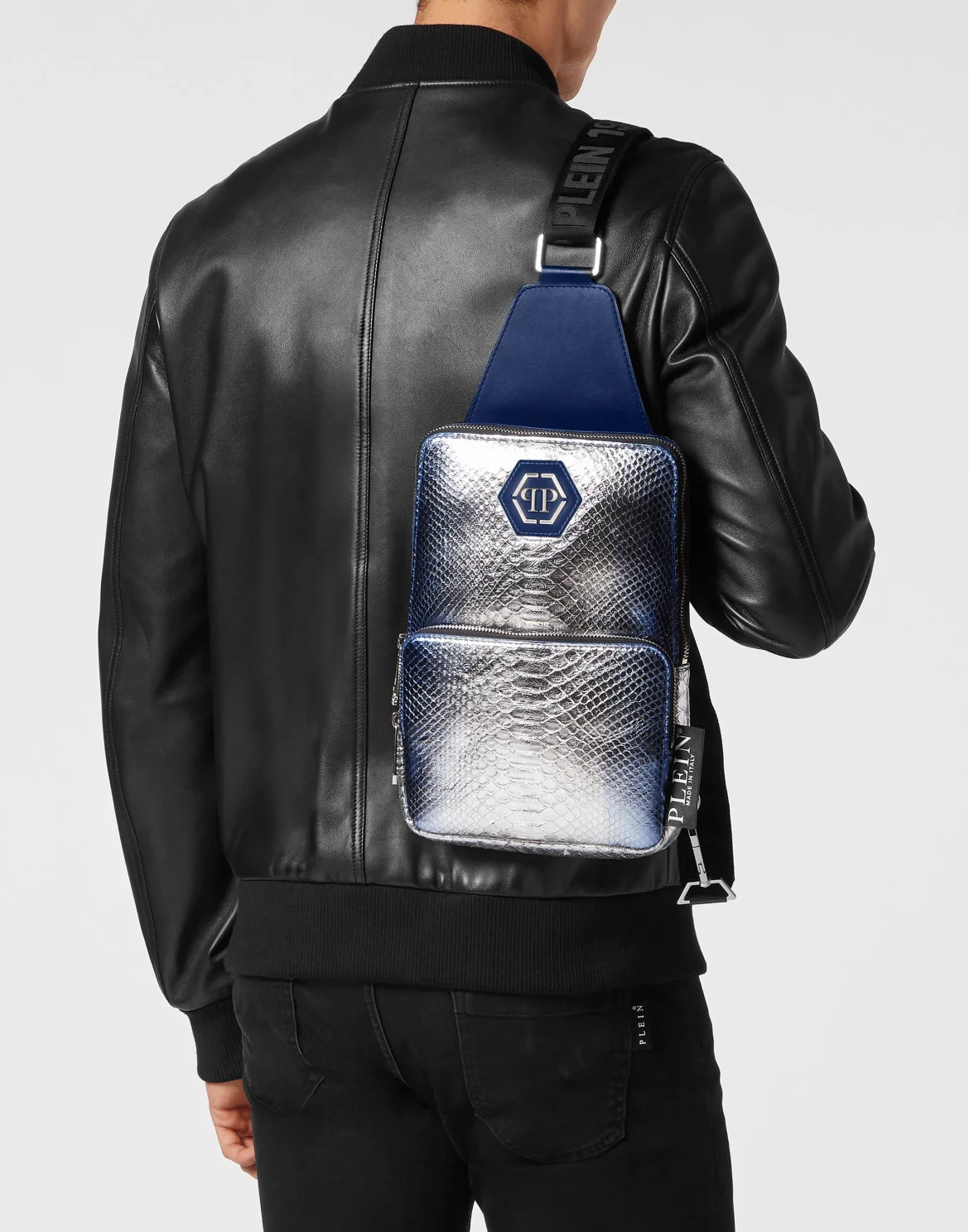 Python Cross Body Bag, цвет: Серебристый