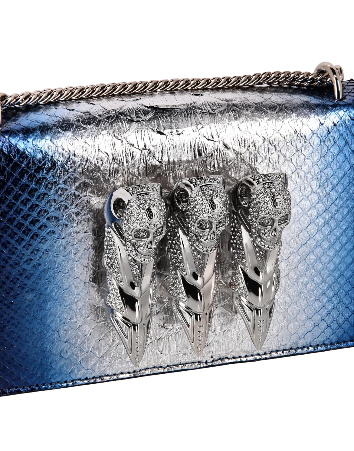 Small Python Shoulder Bag, цвет: Серебристый