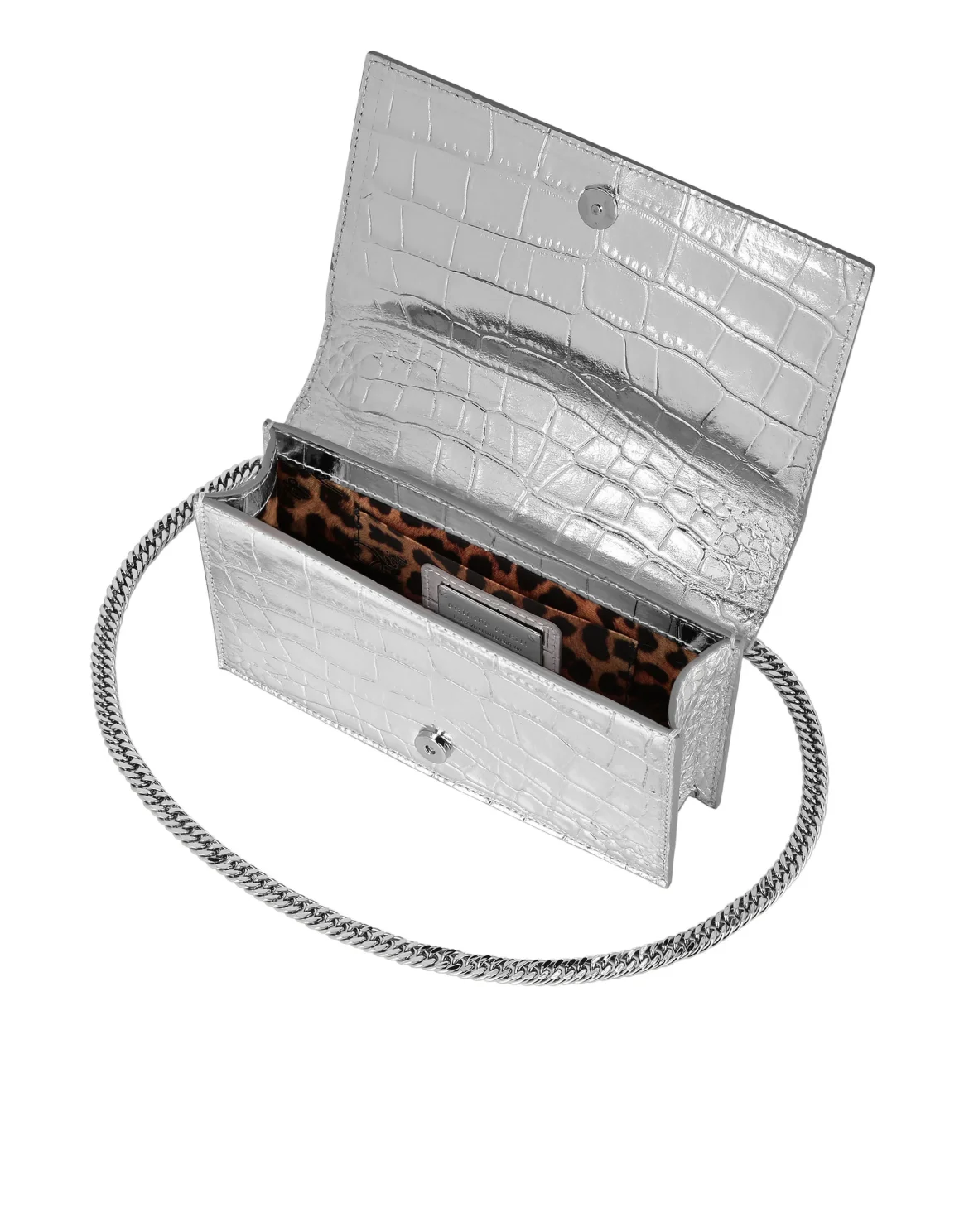 Crocco Printed Small Shoulder Bag, цвет: Серебристый