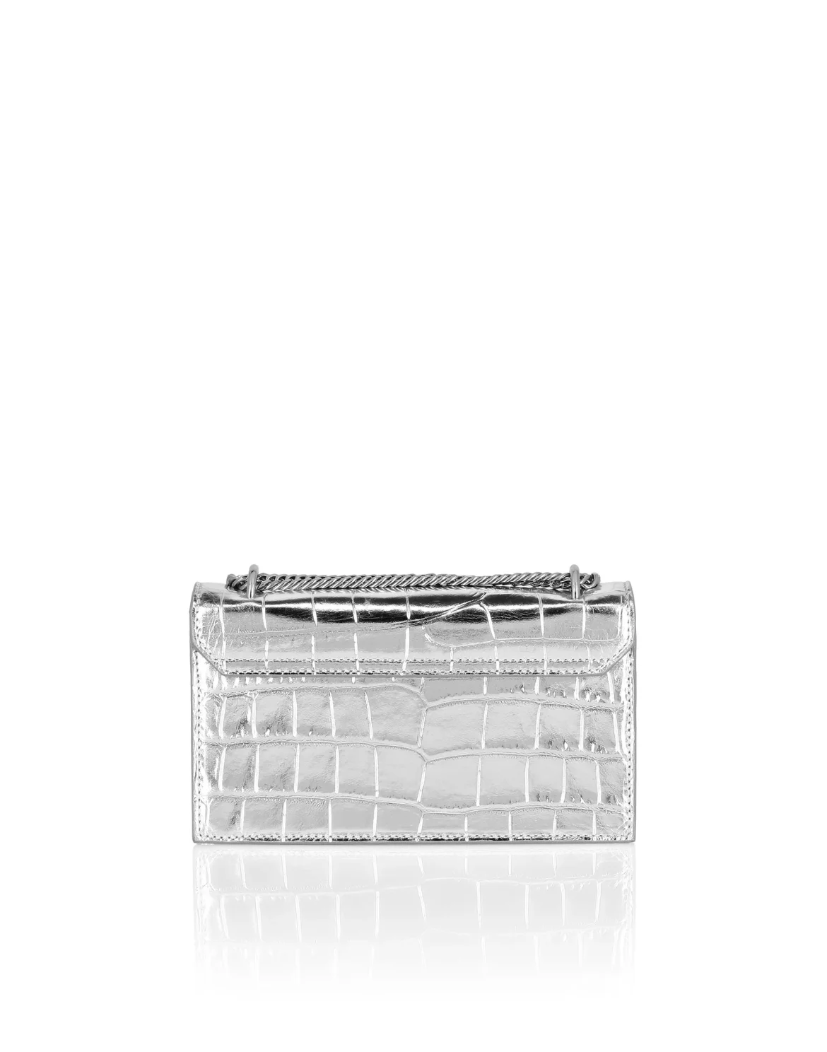 Crocco Printed Small Shoulder Bag, цвет: Серебристый