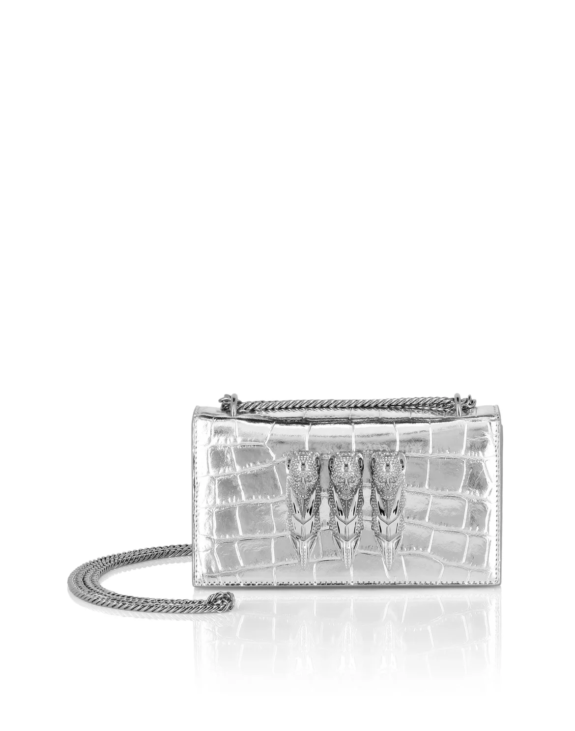 Crocco Printed Small Shoulder Bag, цвет: Серебристый