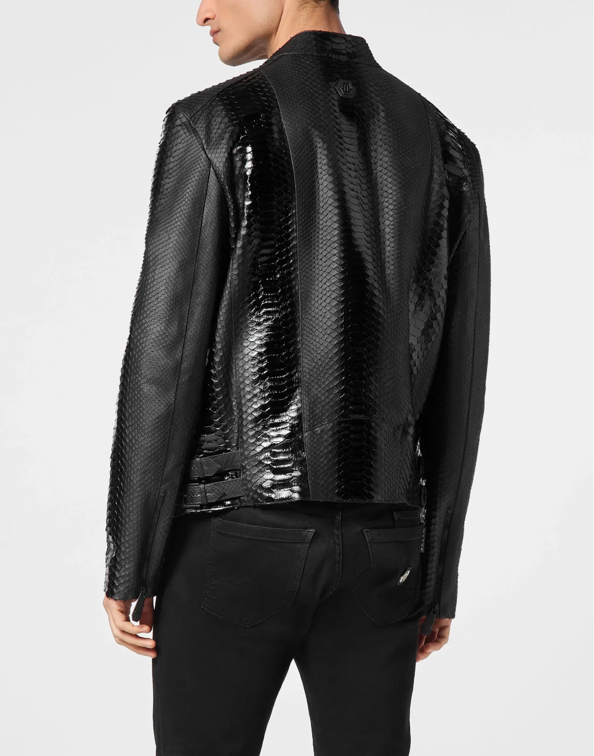Python Leather Bomber Skull, цвет: Черный