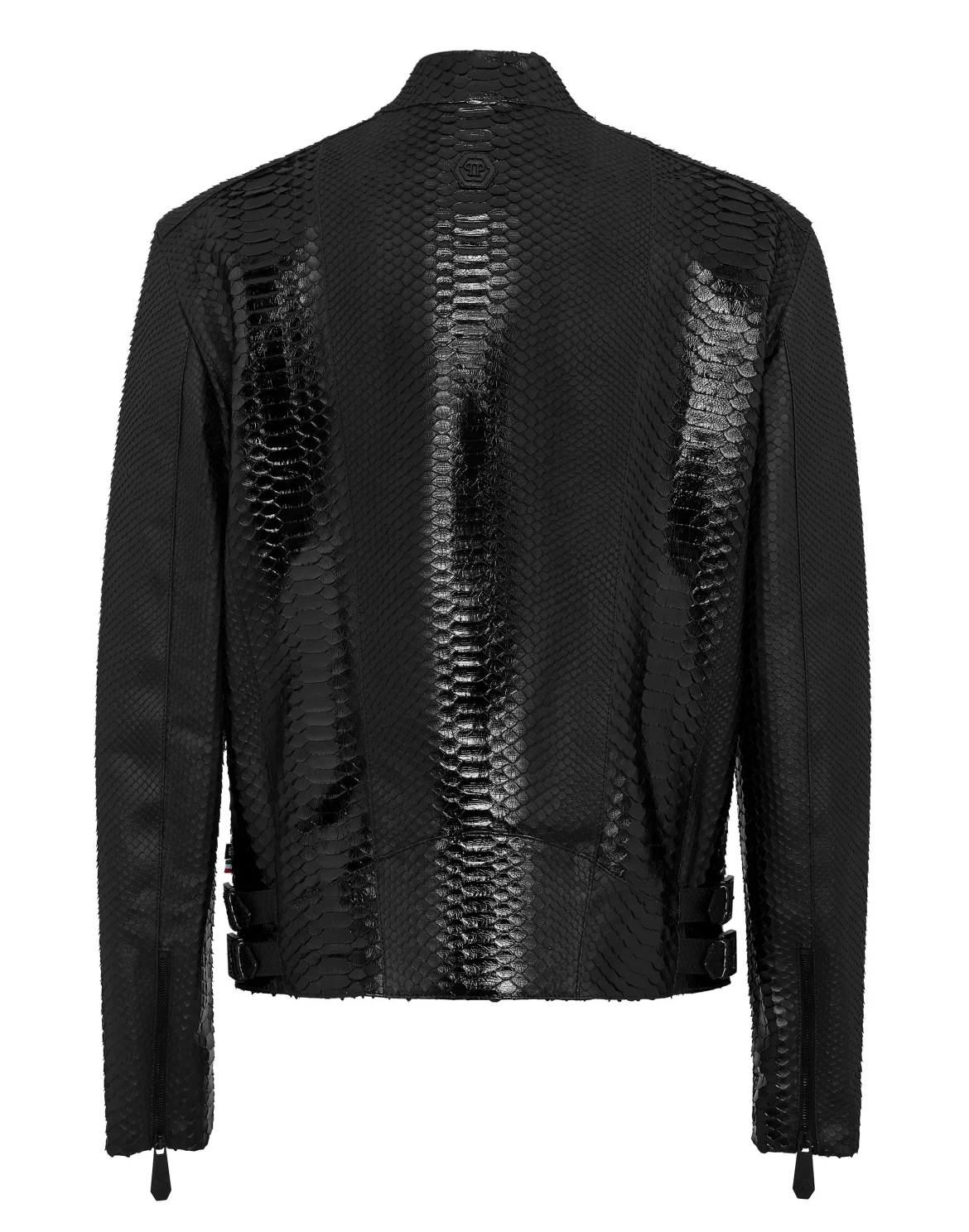 Python Leather Bomber Skull, цвет: Черный