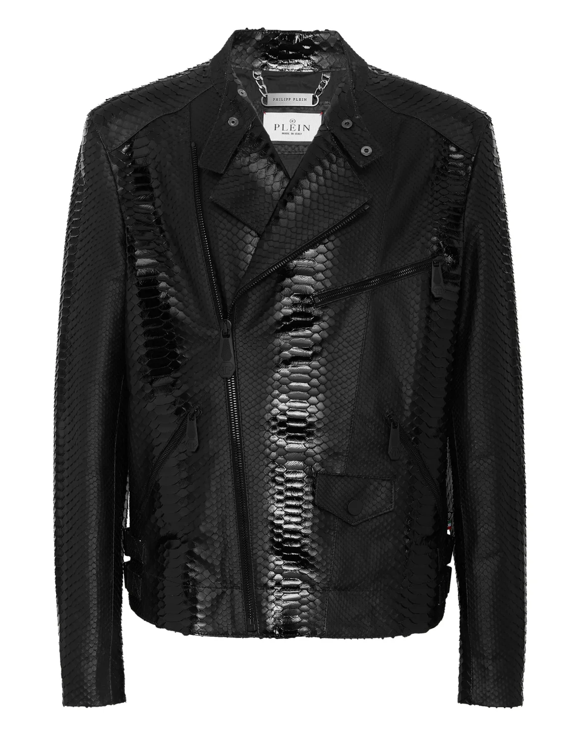 Python Leather Bomber Skull, цвет: Черный