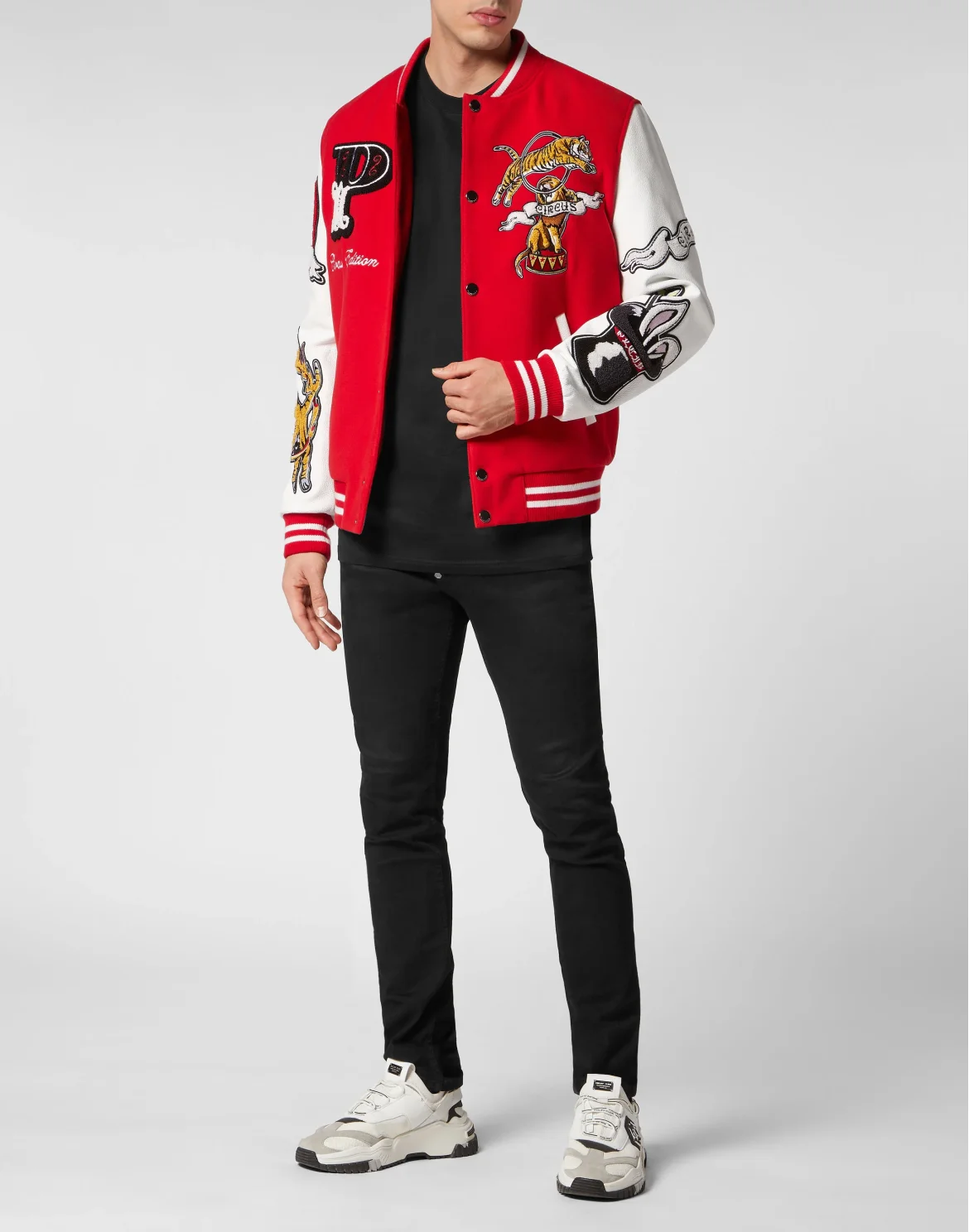 College Bomber with Woolen cloth base Toile de Circus, цвет: Красный