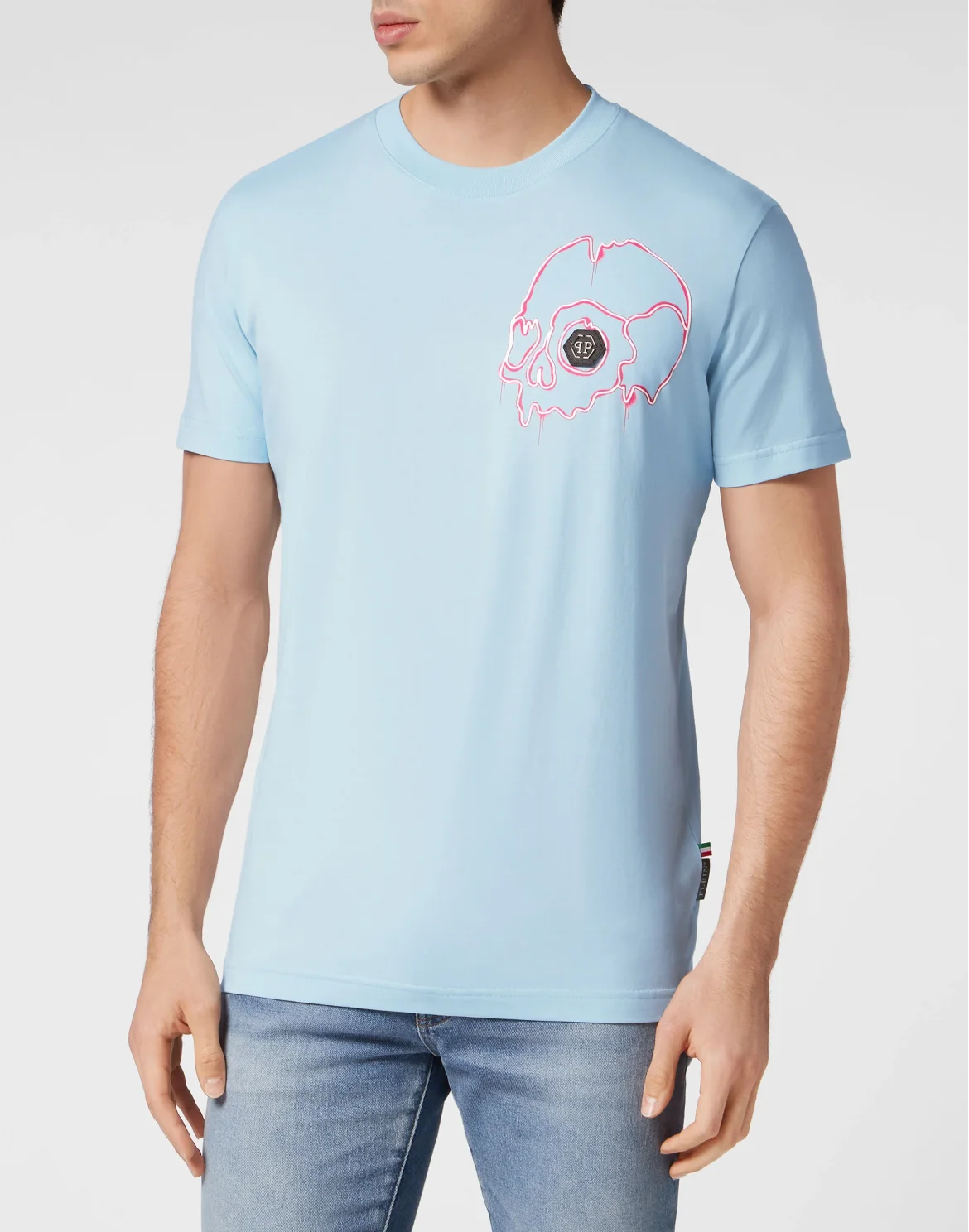 T-shirt Round Neck SS Dripping Skull, цвет: Голубой